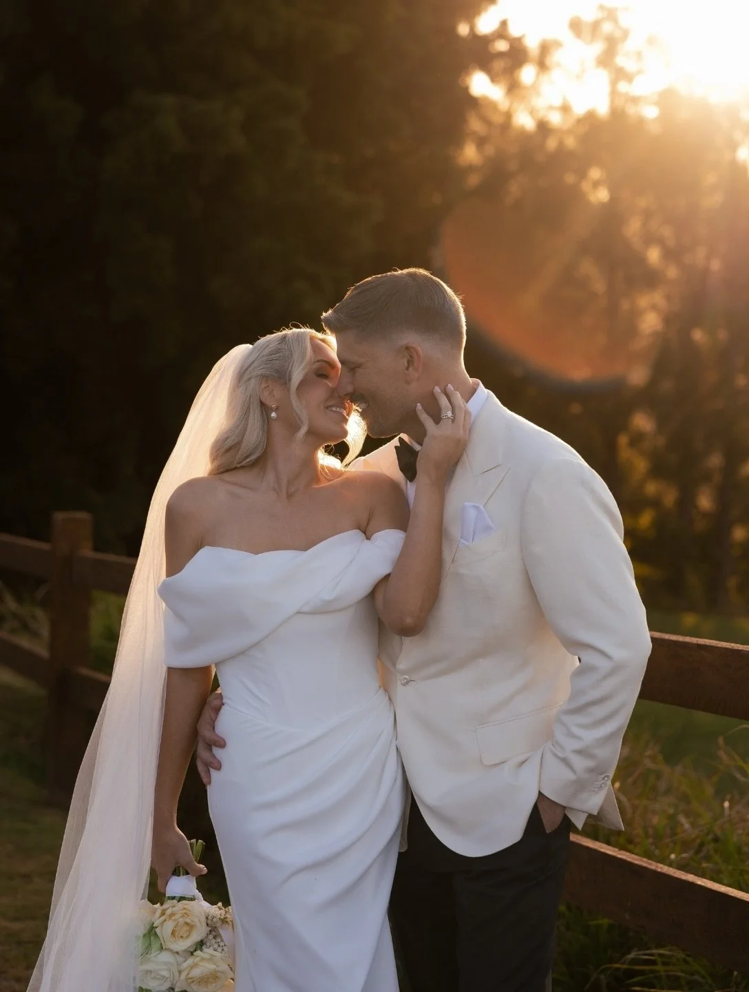 Golden light and golden moments with the lovely Gabby + Dean. Congratulations you two!

Photographer &amp; videographer @figtreepictures
Venue @summergroveestate 
Celebrant @laurenbridgecelebrant 
Florist, stylist &amp; planner @ivybleu.com.au 
Dress