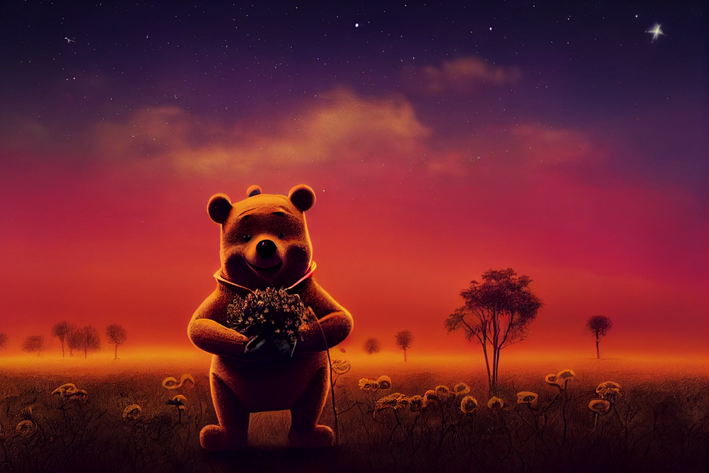 AlexB_winnie_the_pooh_holding_a_flower_standing_in_a_dark_lands_c9865491-a857-45a9-95c6-42e3fea0ce14.png