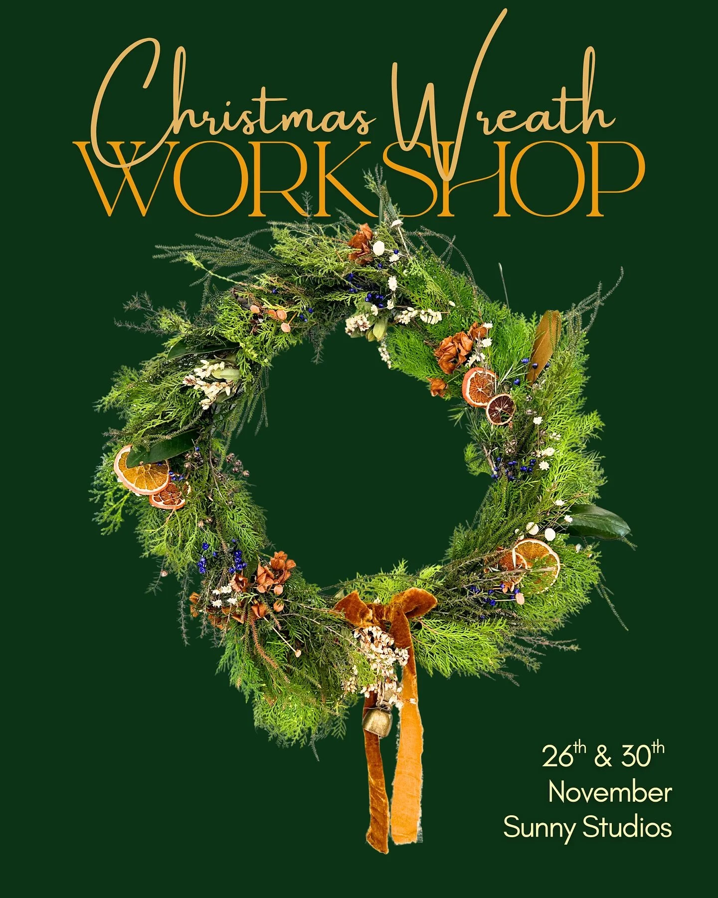 It&rsquo;s the 1st of October so I&rsquo;ve given myself permission to post about Christmas!  Come along for a fun and creative session of wreath making.  Bubbles will be flowing + the Christmas tunes will be on + you&rsquo;ll get to take home a beau