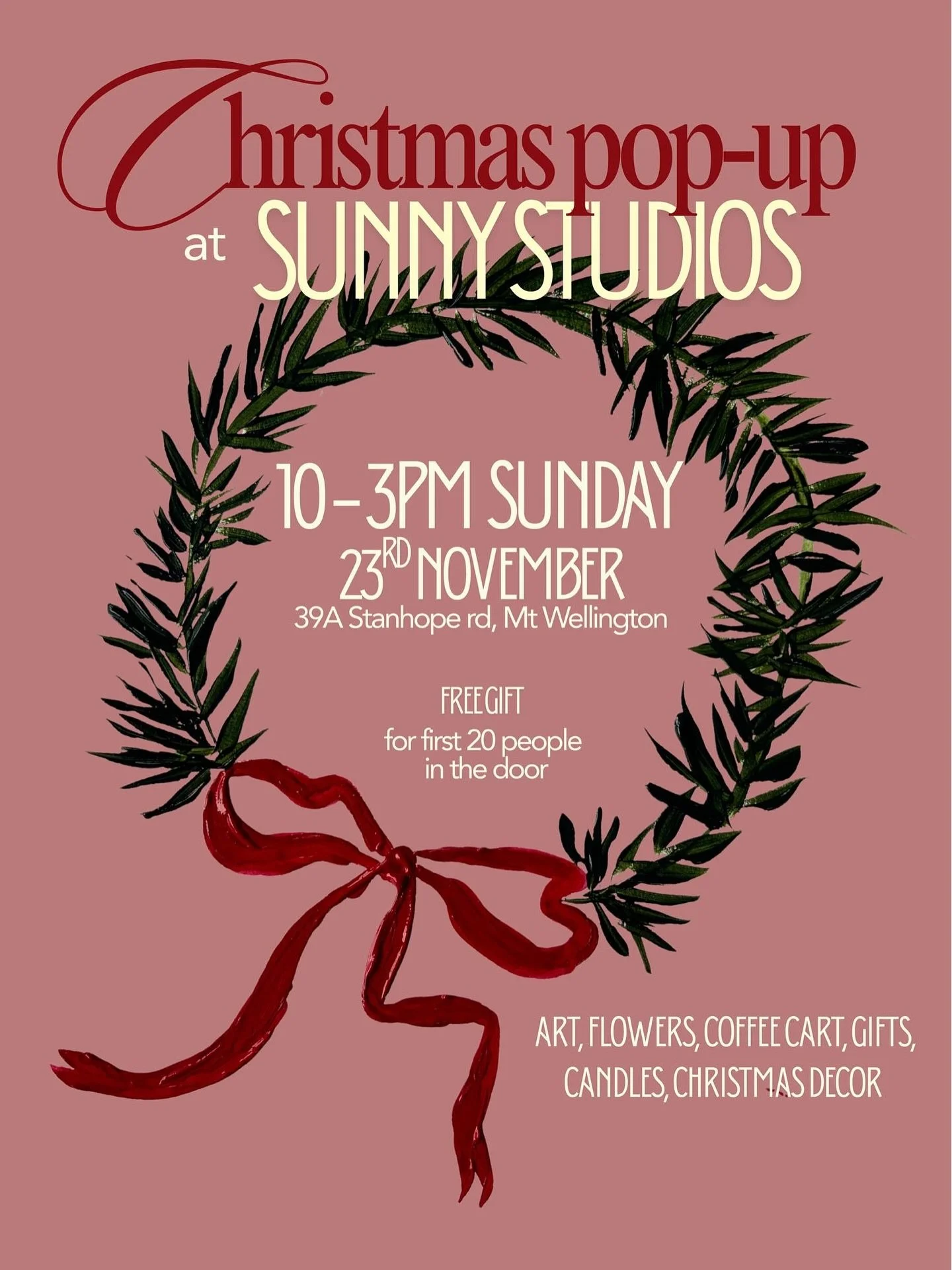 Who&rsquo;s ready for some Christmas Shopping?  Sunny Studios is having a pop-up shopping day on Sunday 23rd November 10am - 3pm.  We&rsquo;ll have a coffee cart, flower truck as well as small artworks to buy from our @rach_mayne_art_ + @hannah_jane_