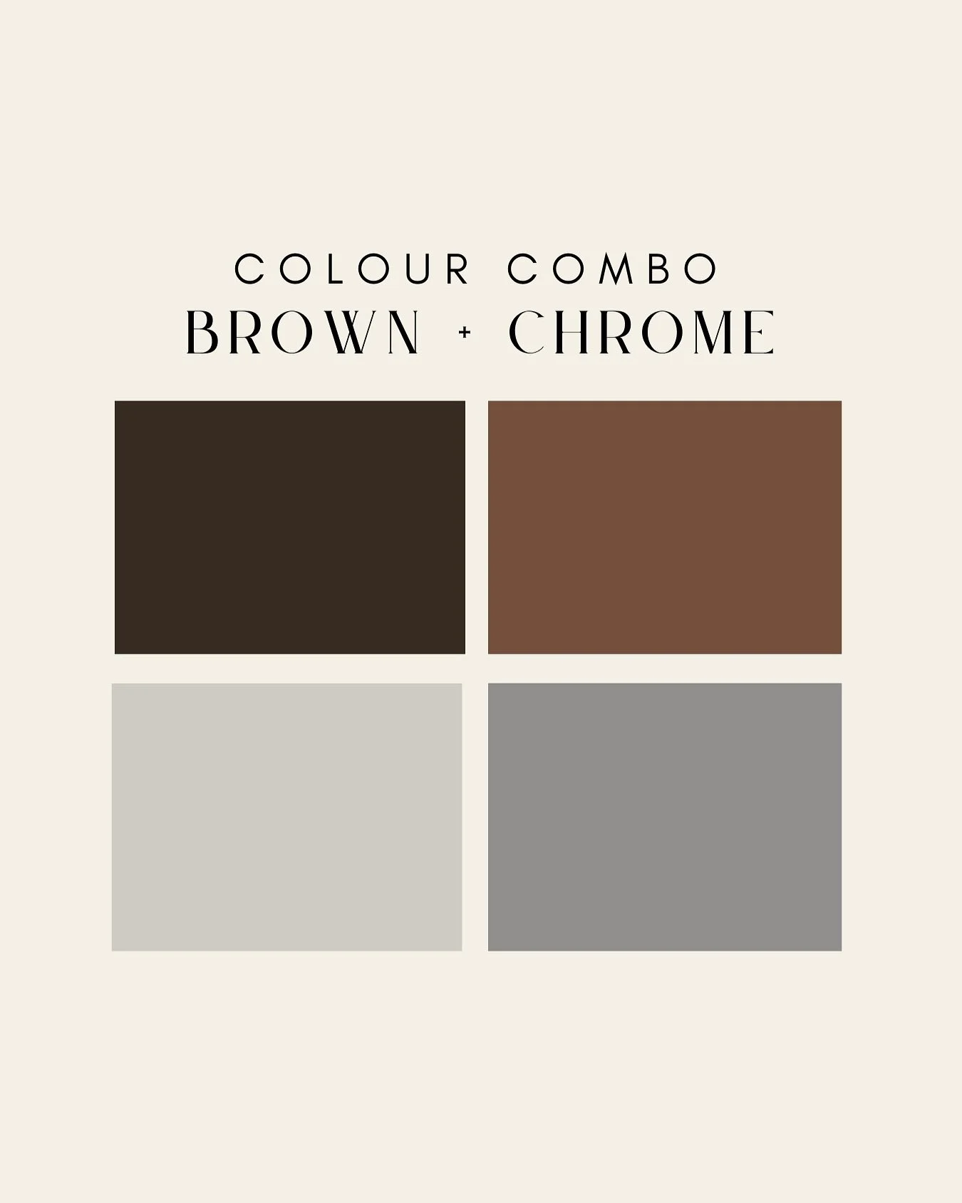 Chocolate + Chrome are having a big moment.  Being a vintage gold girl I resisted at first but now I can see how stunning chrome can be and that it doesn&rsquo;t have to feel cold or stark, especially when you pair it with a warm chocolatey tone.  It