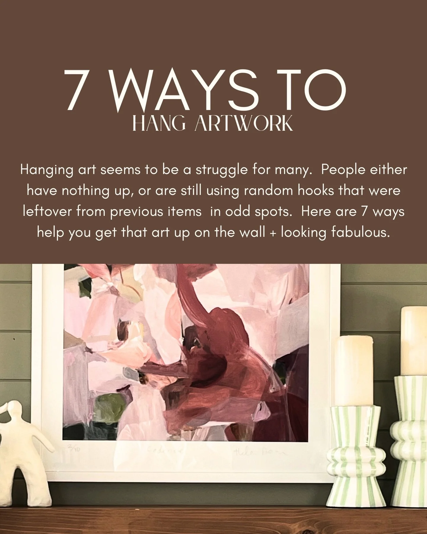 You want art in your home but just can&rsquo;t work out what + where it will go, take a look at my ideas.  Most people assume they need a giant piece behind their sofa or bed but with some careful placement planning you can buy smaller pieces or clus