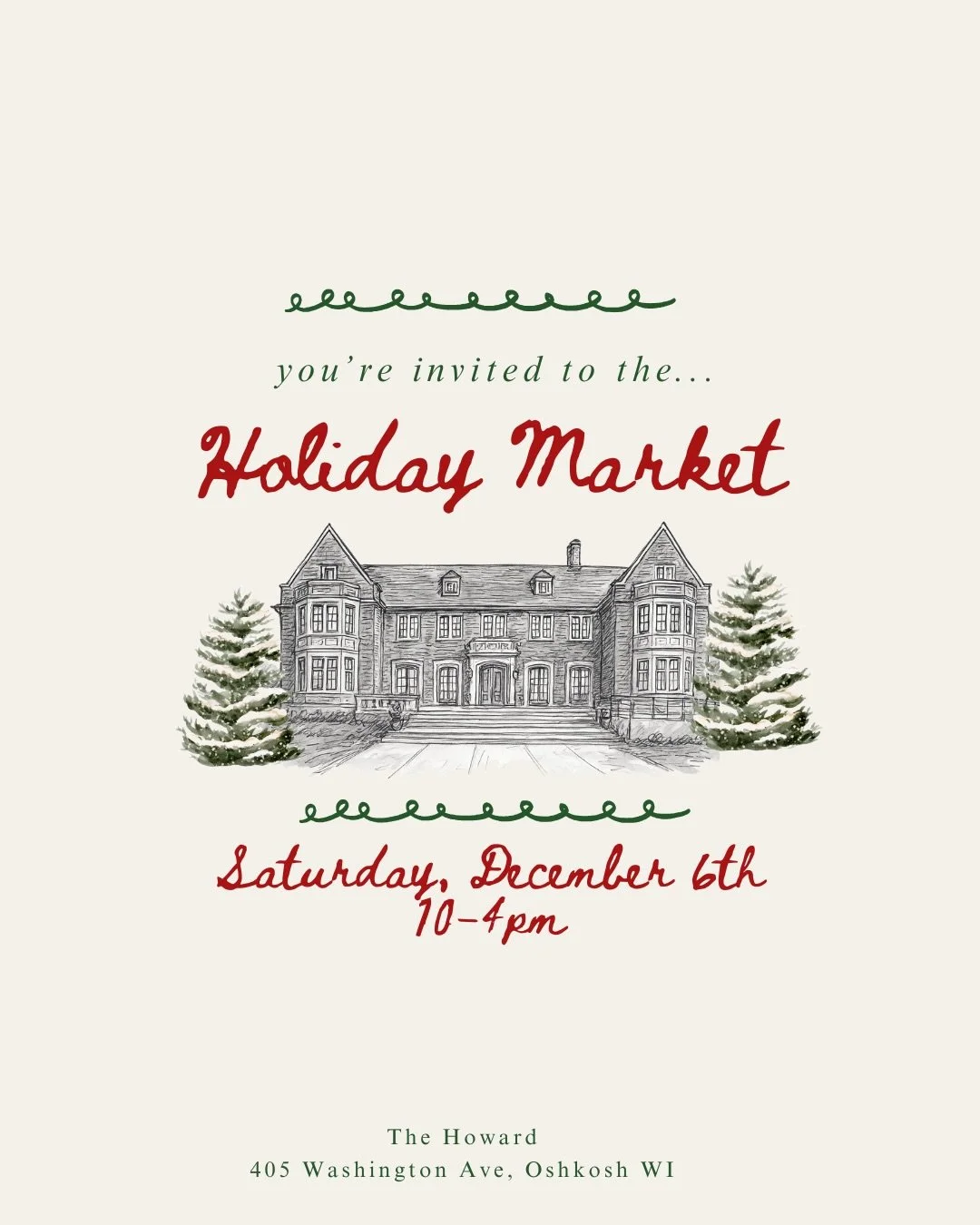 It&rsquo;s our final market of the season! This Saturday, we&rsquo;ll be in Oshkosh for the Howard Holiday Market. Set inside a beautifully restored 1920s building, The Howard transforms into a true winter wonderland for this event. Explore artisan, 