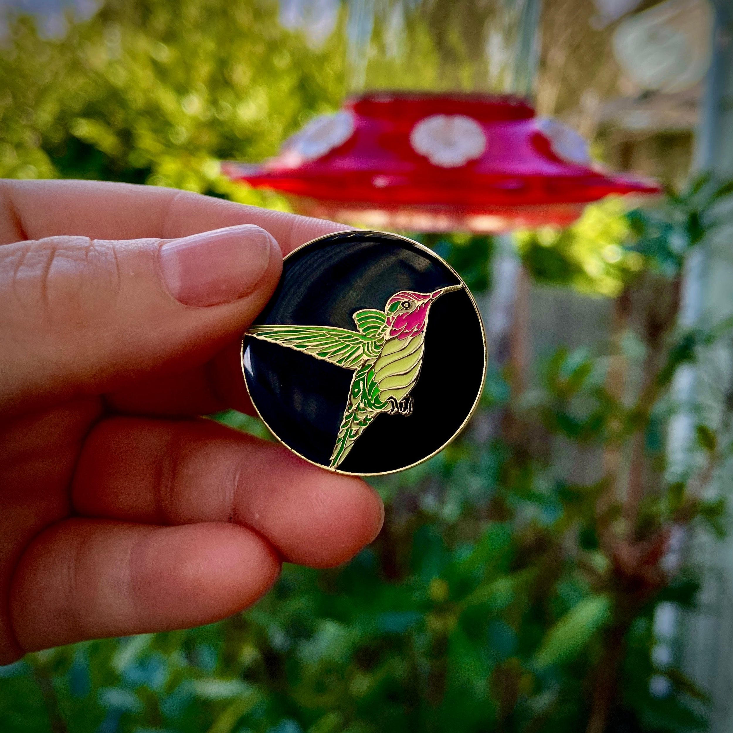 Golden Hummingbird Enamel Pin