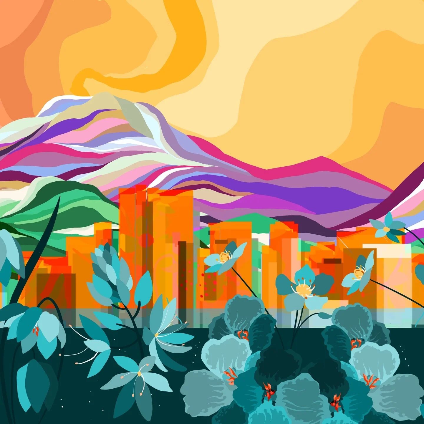 A view of Bellevue from the water. 

#Onesevennine #shop179 #seattleartist #seattlemuralist