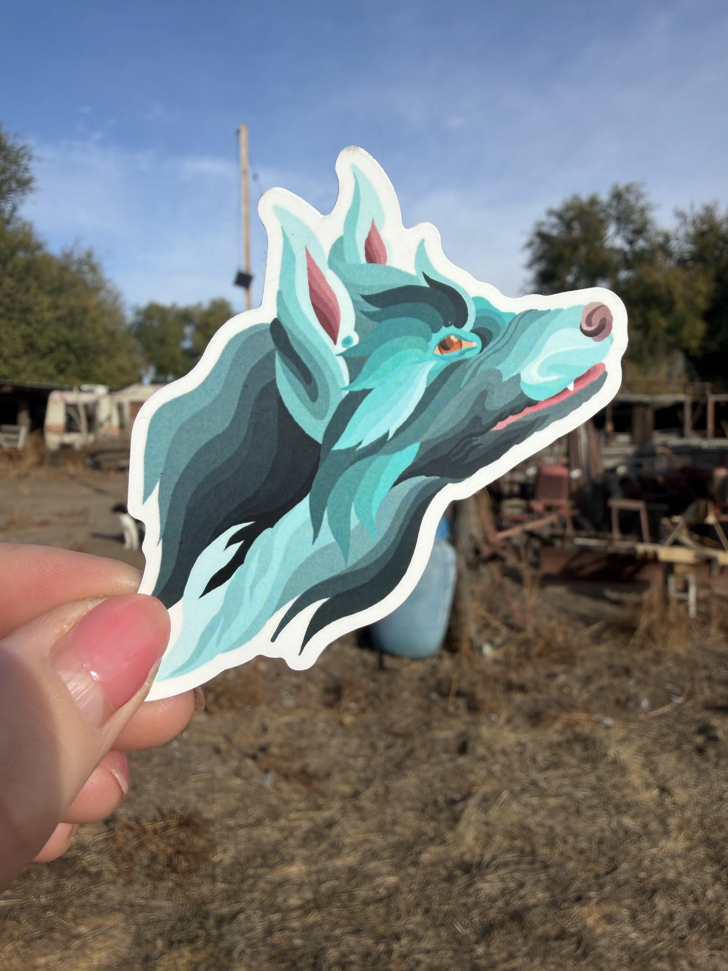 Blue Wolf Vinyl Sticker