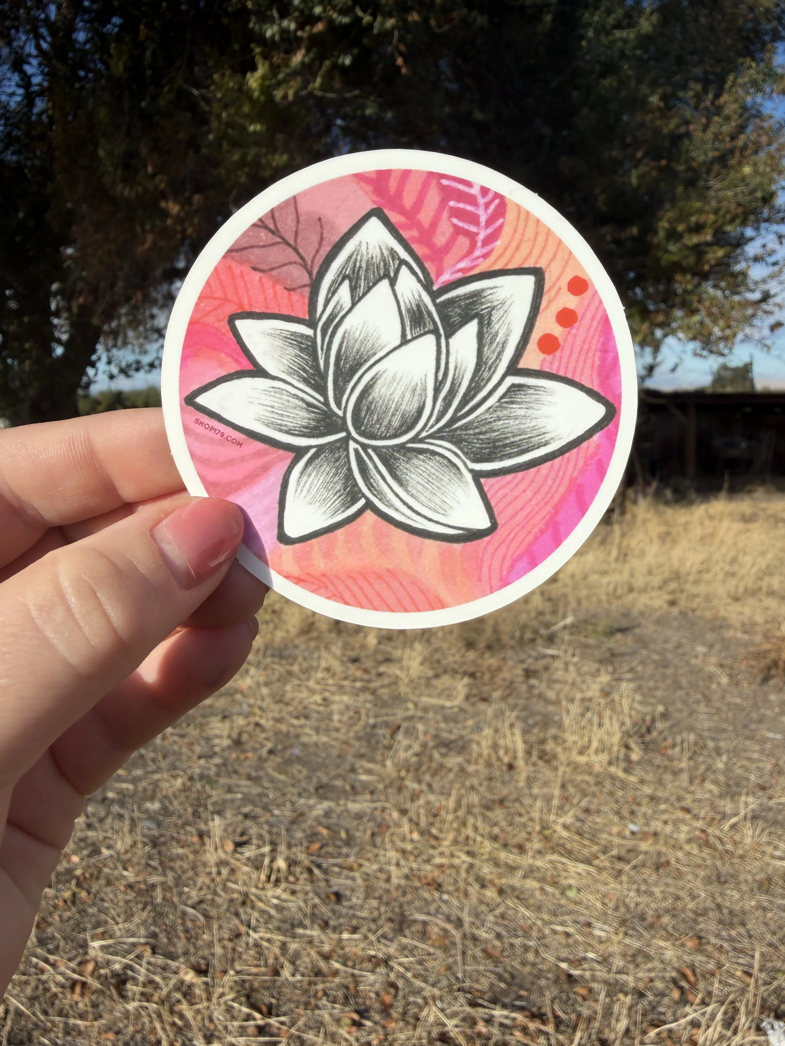 Black and White Lotus Vinyl Sticker