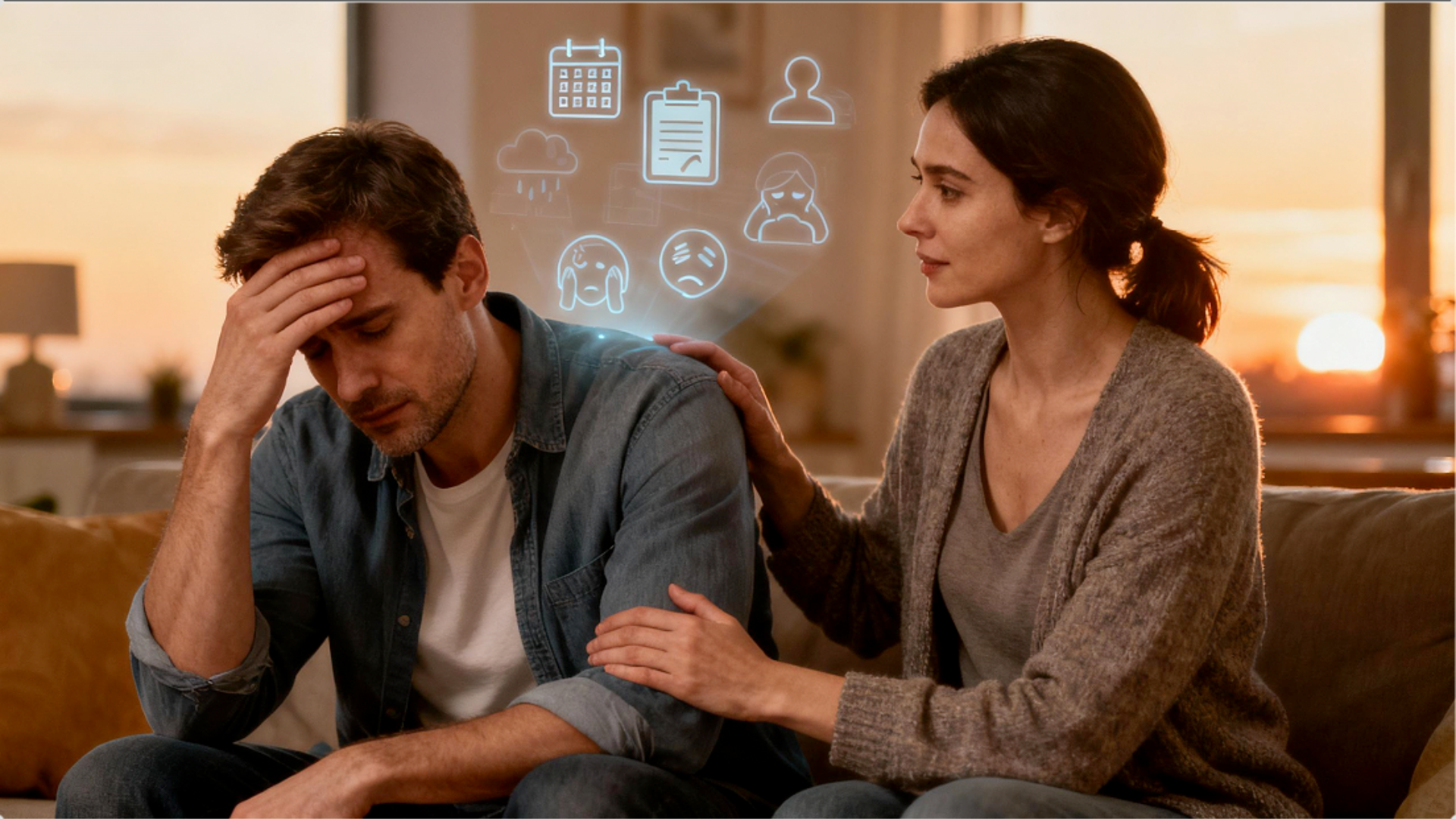 Couple discussing emotional stress and mental load during counseling in San Antonio.