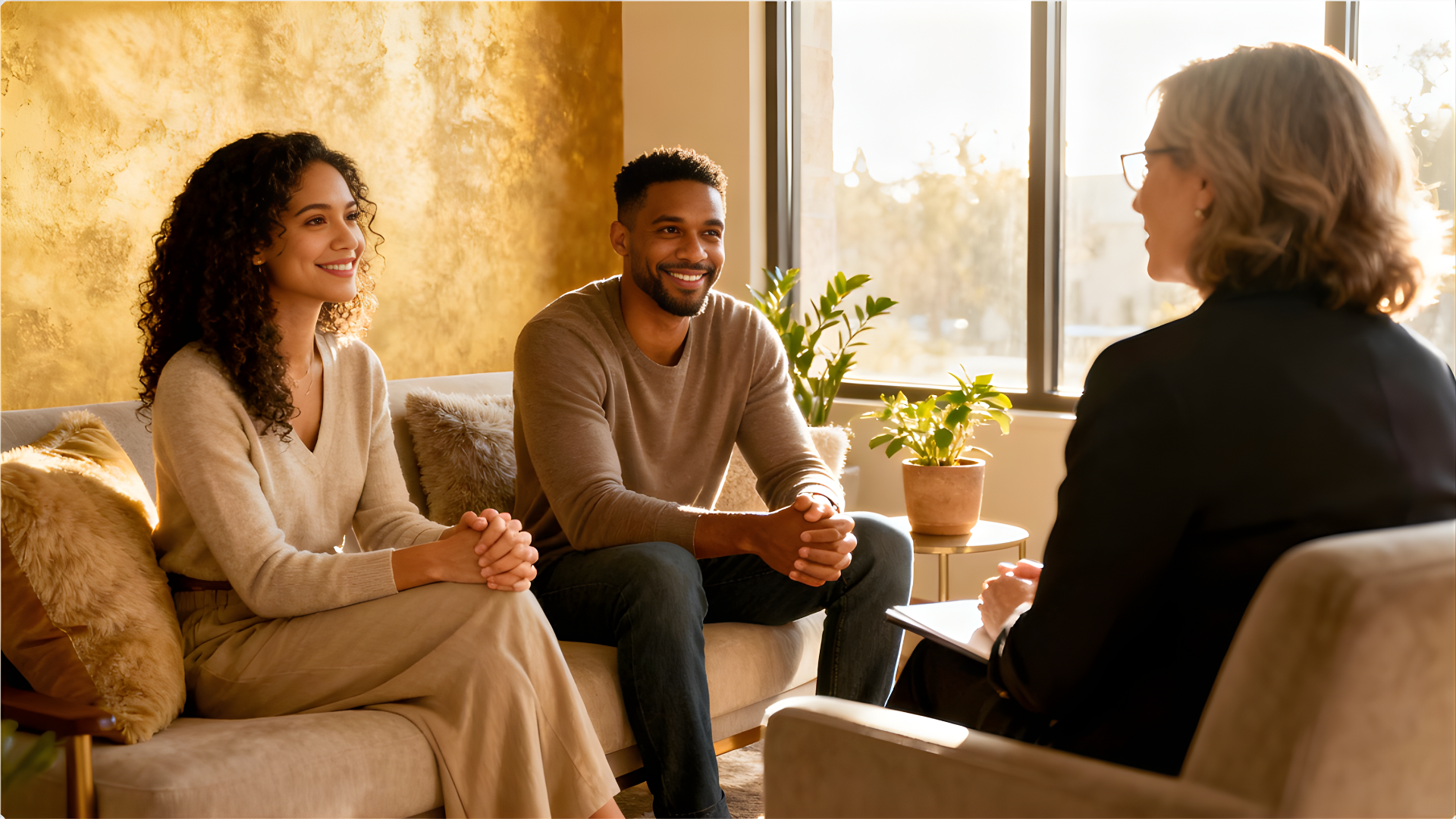 Couple practicing healthy communication and boundaries during counseling in San Antonio, TX.