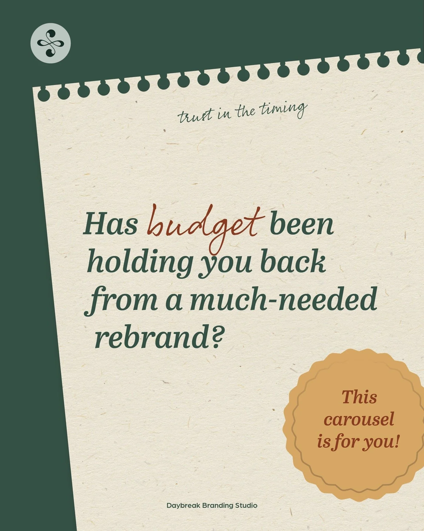 I wholeheartedly know how budget can often be our biggest barrier for growth. And if you've been looking at the state of your brand and know in your heart it can be better if only you could afford it - this is for you.
I want to pay it forward to a s