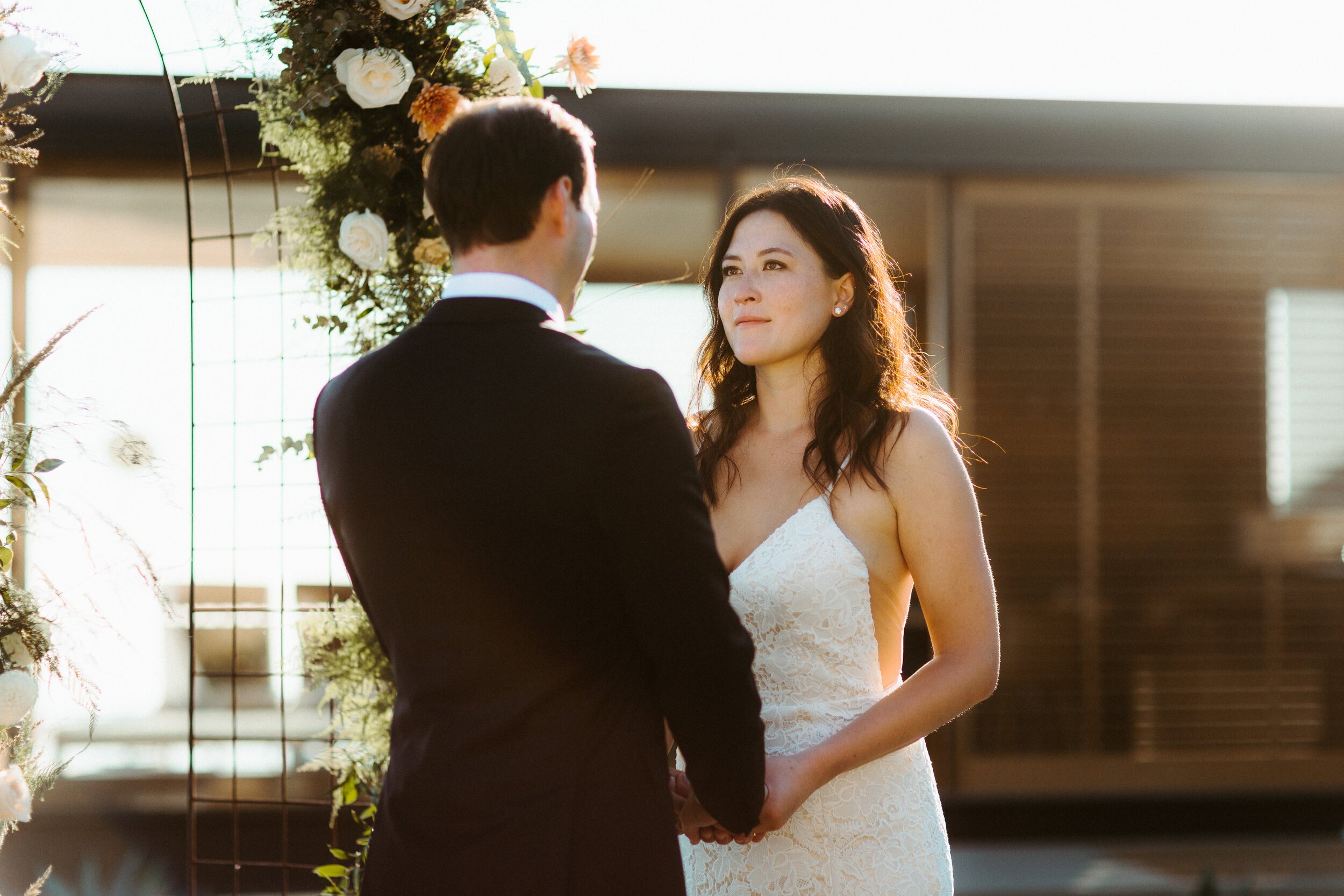 emotional exchange of vows during couple's intimate topanga canyon elopement (Copy)