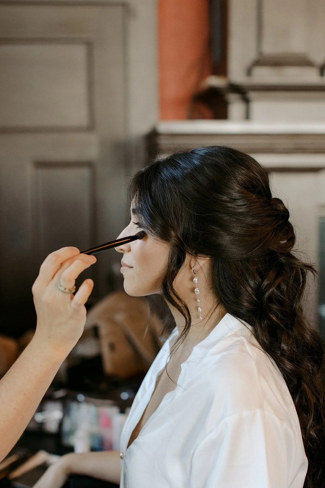 hair and makeup for santa barbara bride before her courthouse ceremony