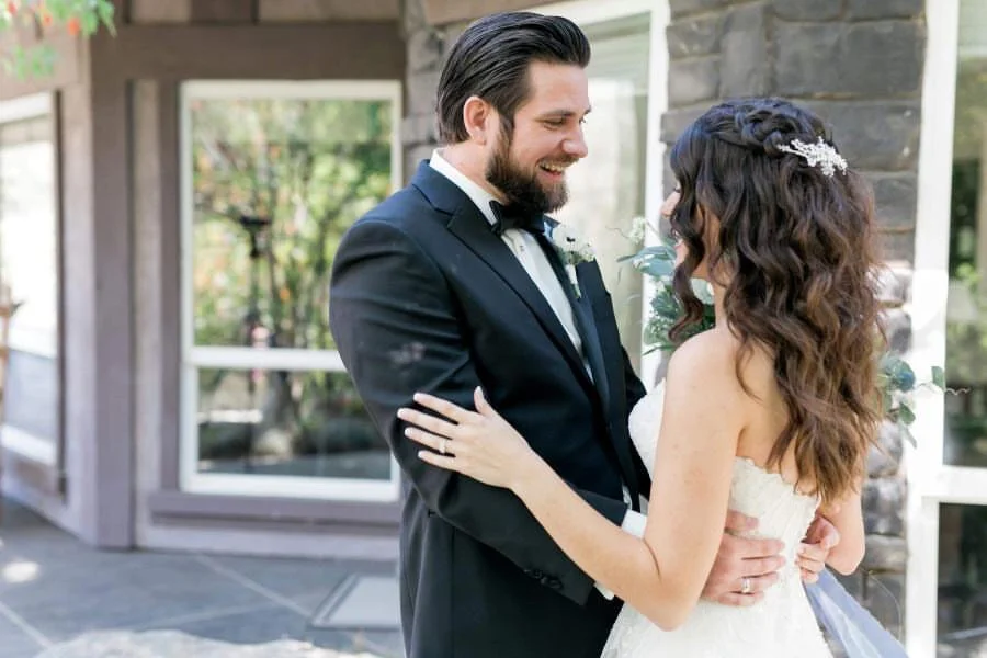 first look for this bride and groom on their wedding day in northern california