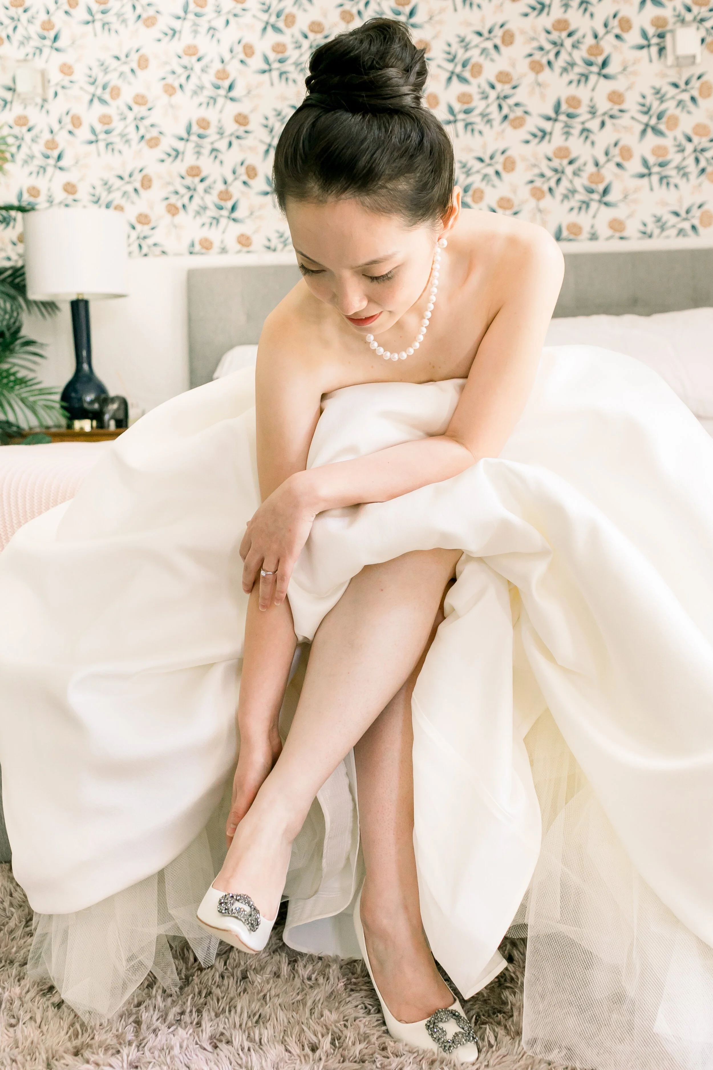 kim sing theatre bride getting ready for her intimate ceremony, covid wedding