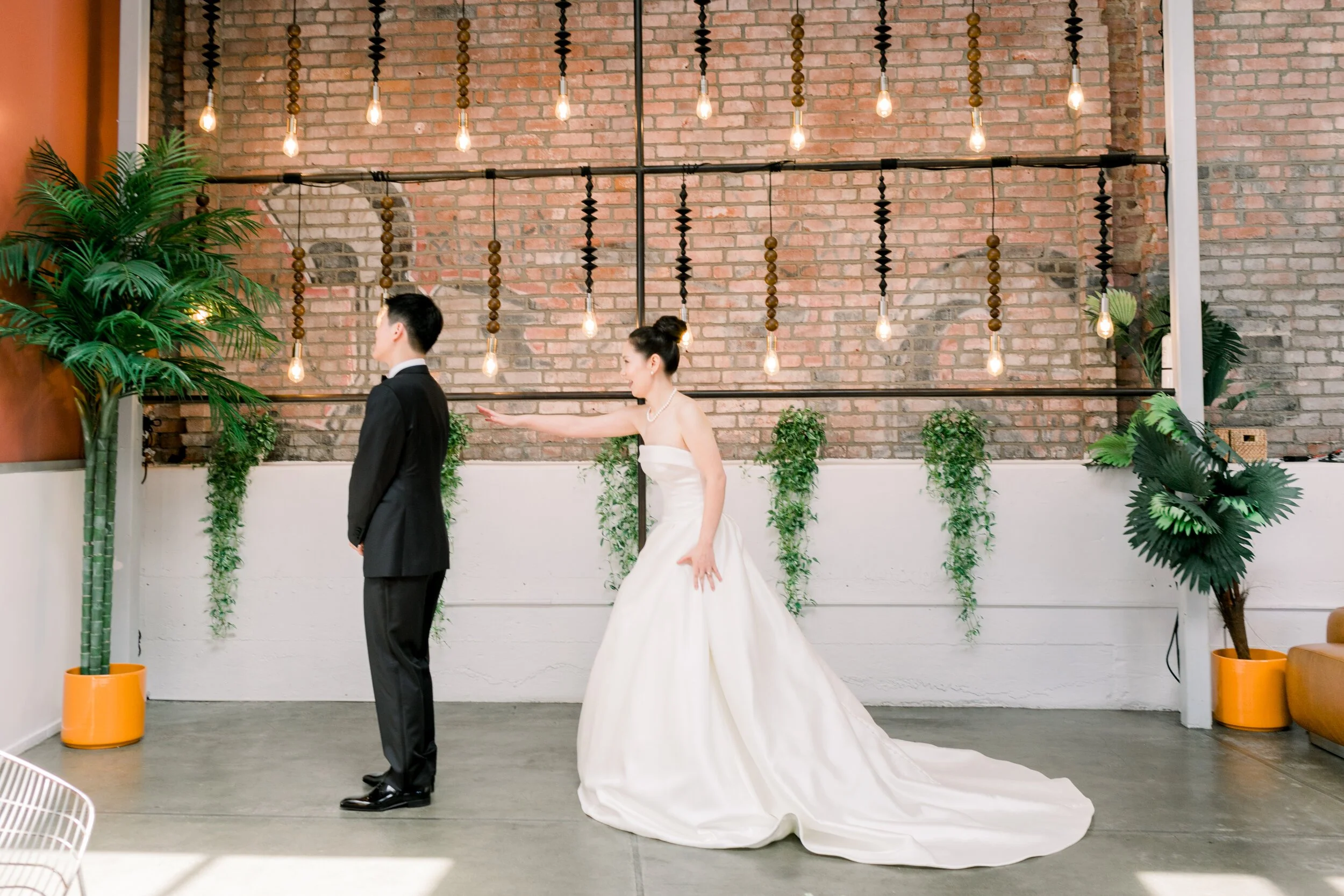 modern, downtown LA couple's first look