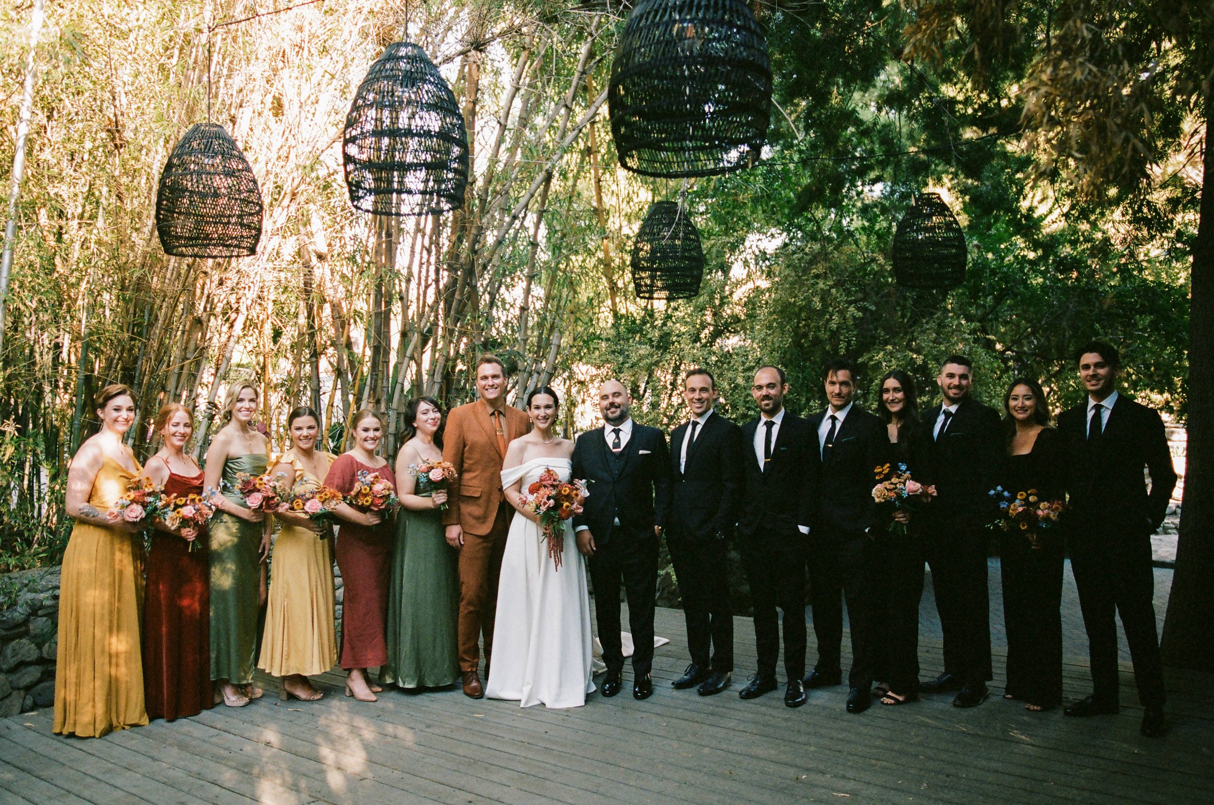 bridal party wearing neutral color pallet at the stonehurst in LA