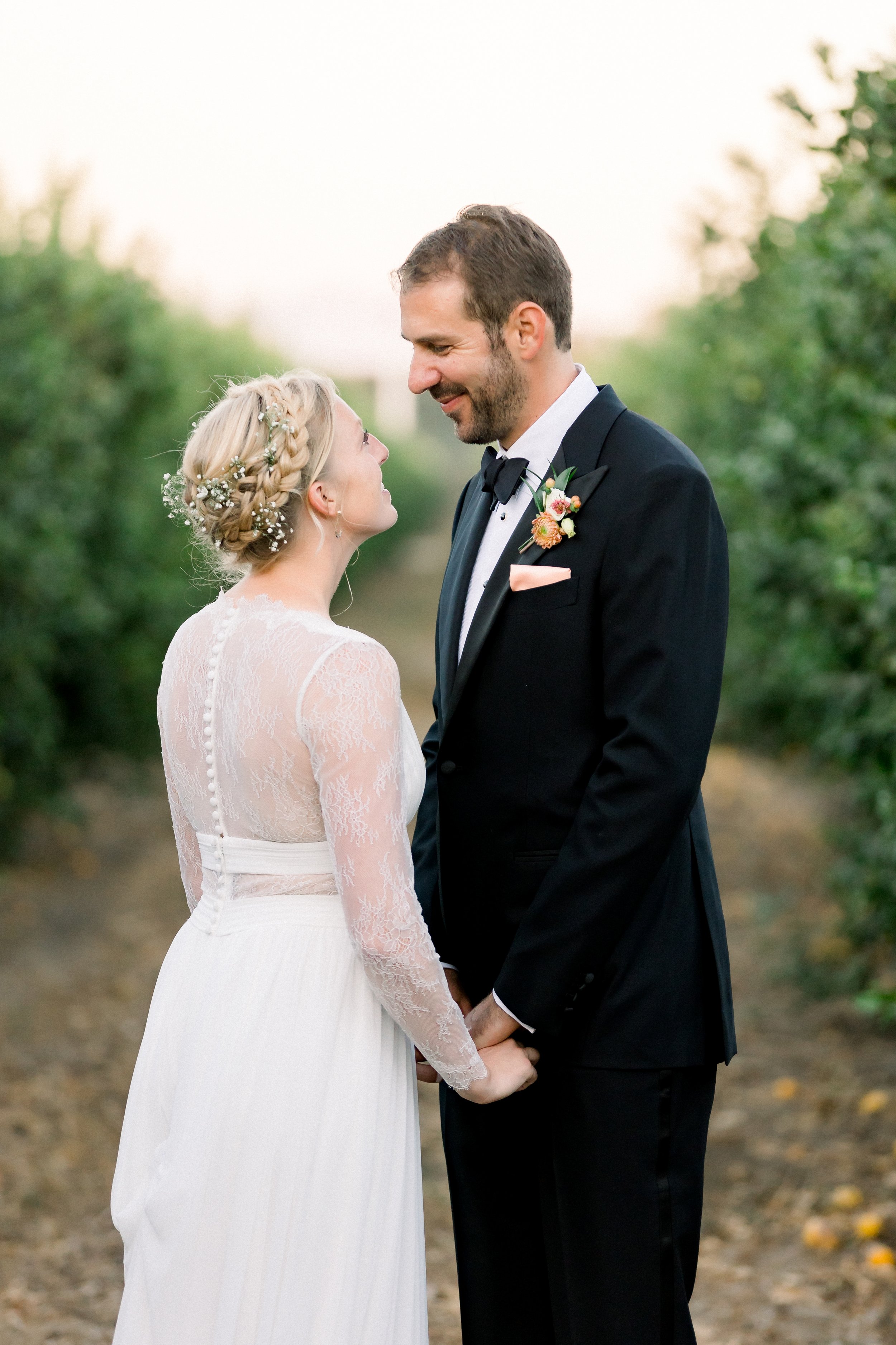boho braided crown hairstyle for this southern california bride's wedding day