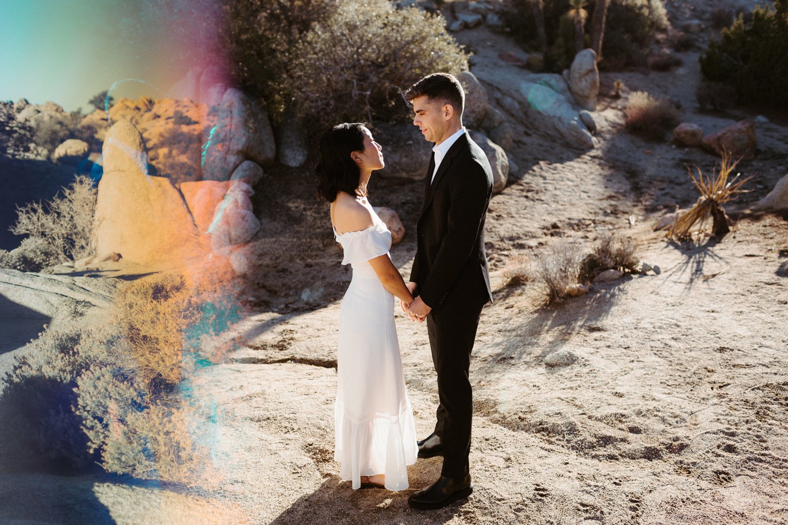 LA couple plans artsy, funky, and modern wedding in the desert of joshua tree, california