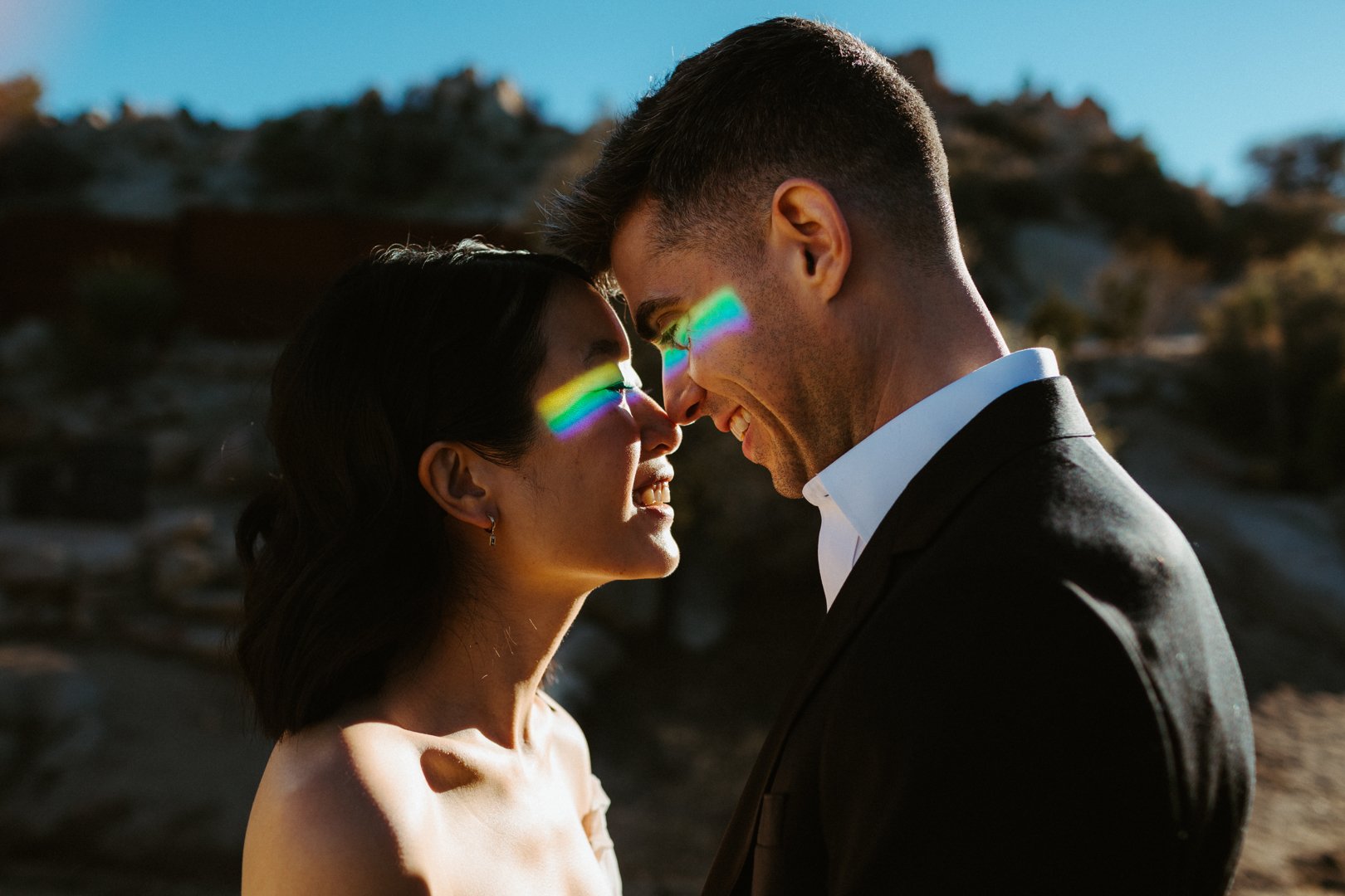bride and groom choose LA photographer team, the hendrys, to come shoot their joshua tree elopement