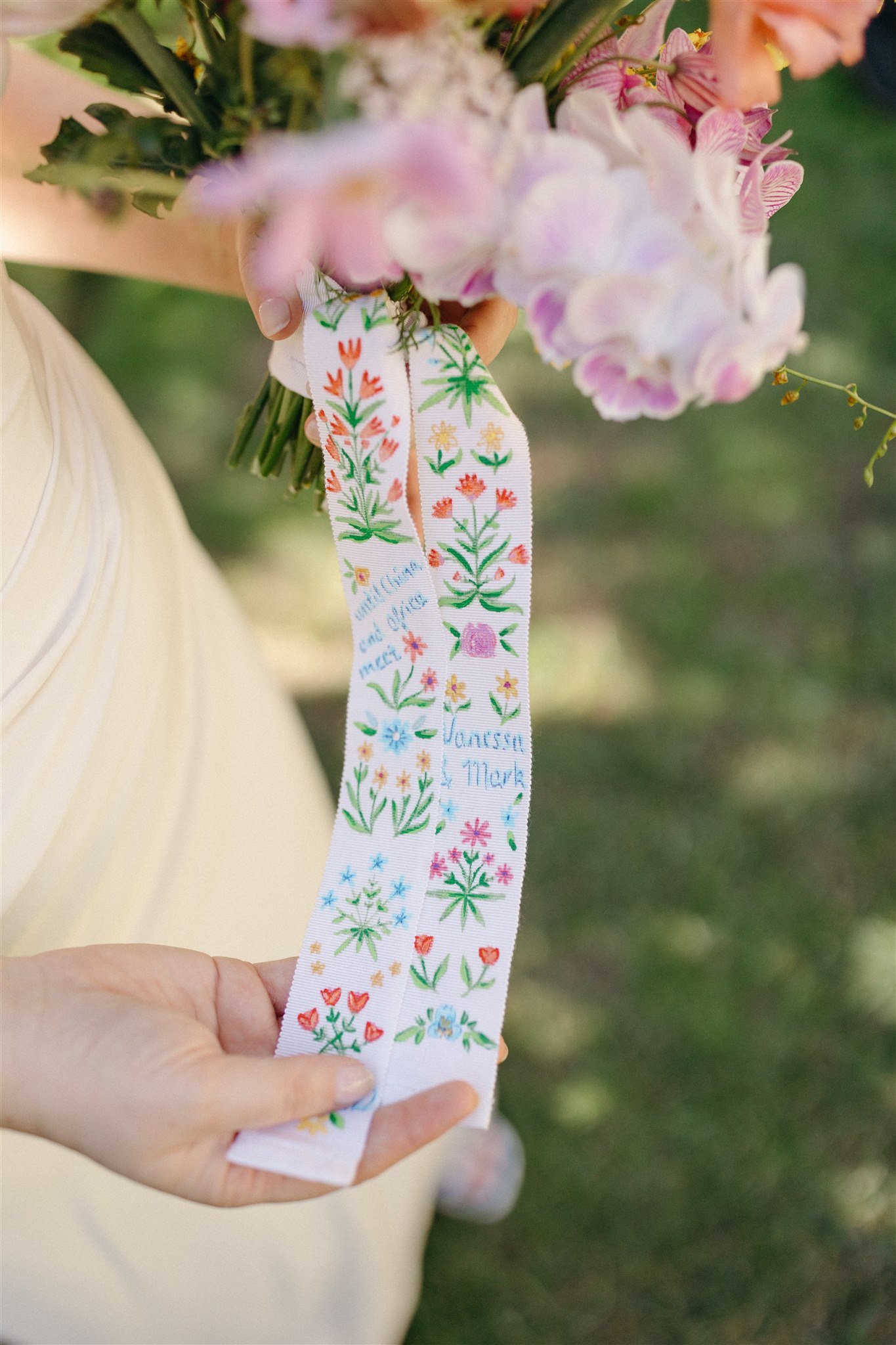 bride DIY-ed this insanely beautiful ribbon