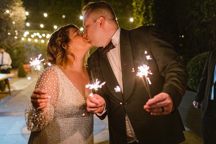 sparkler exit after this los angeles wedding reception