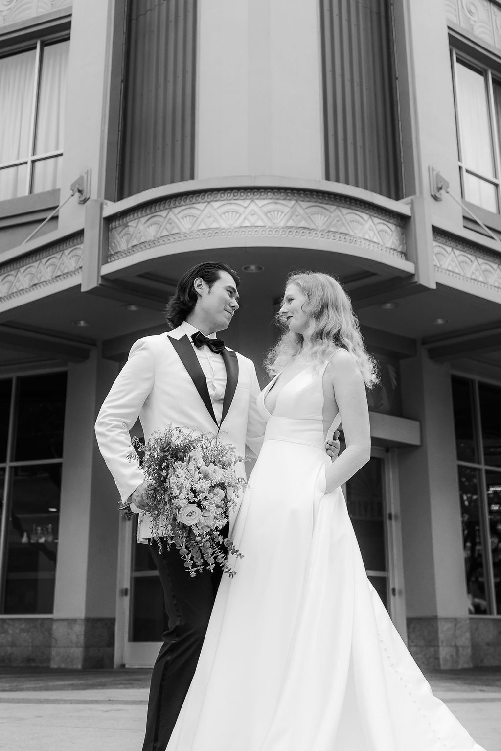 LA bride and groom inspired by classic old hollywood 60's style for their wedding