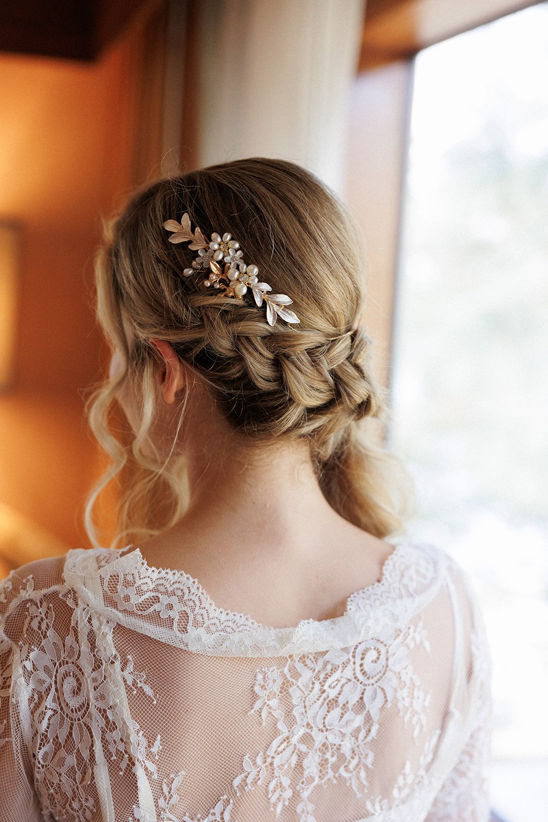  boho braided side hairstyle for brides Lake arrowhead wedding
