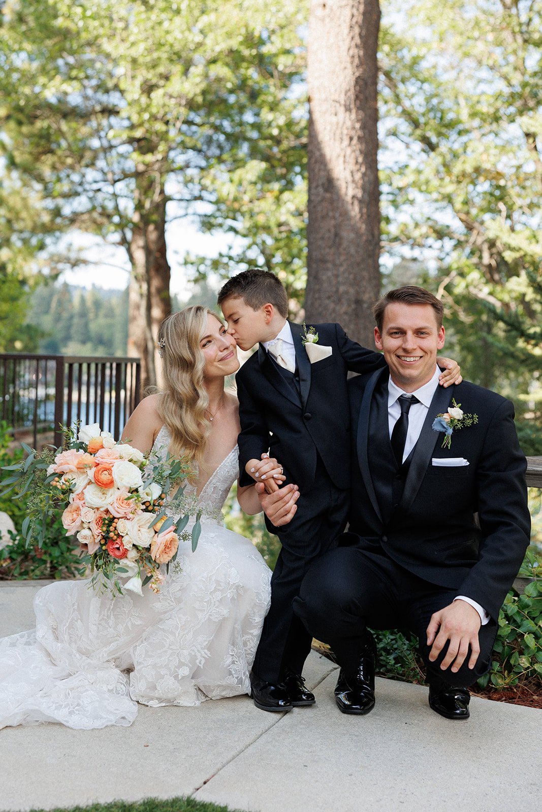 family photos before wedding ceremony at lake arrowhead resort and spa