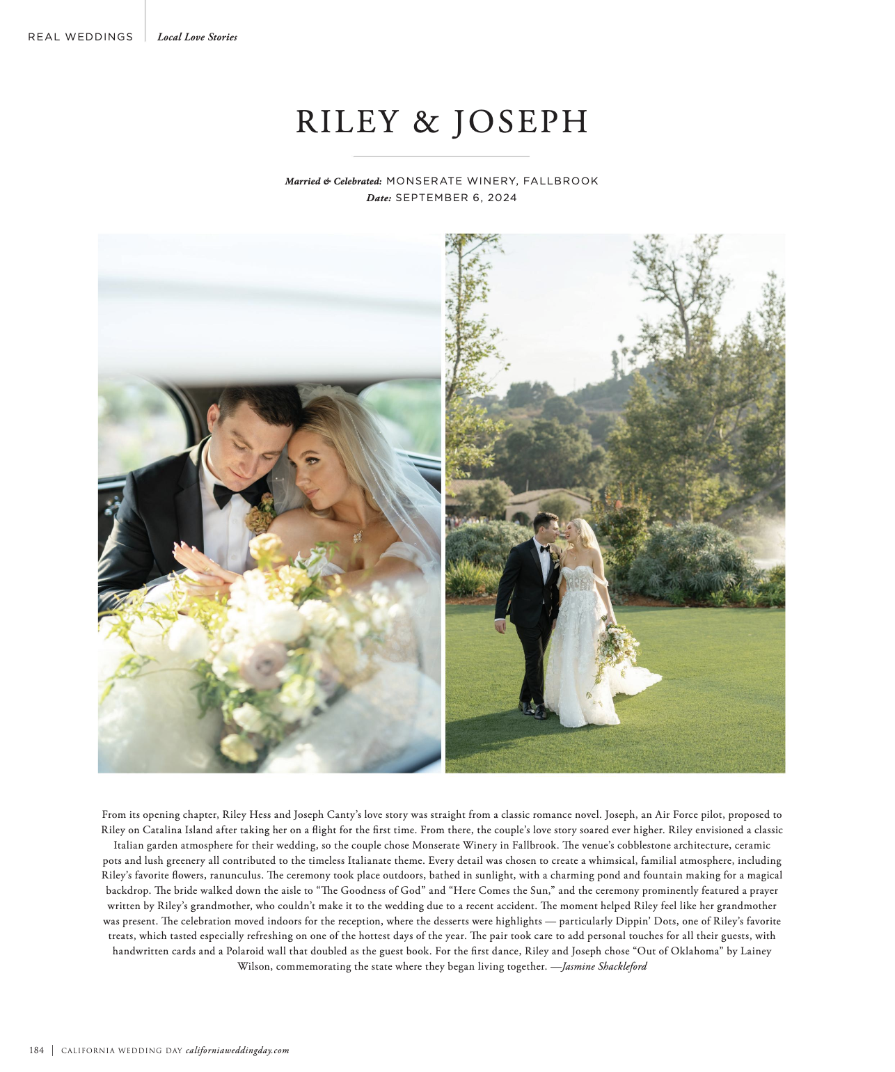 temecula wedding published in california wedding day magazine in print