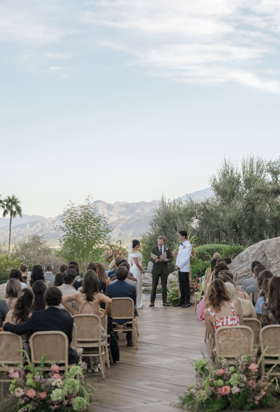 winter palm springs wedding complete with stunning and elevated ceremony rentals