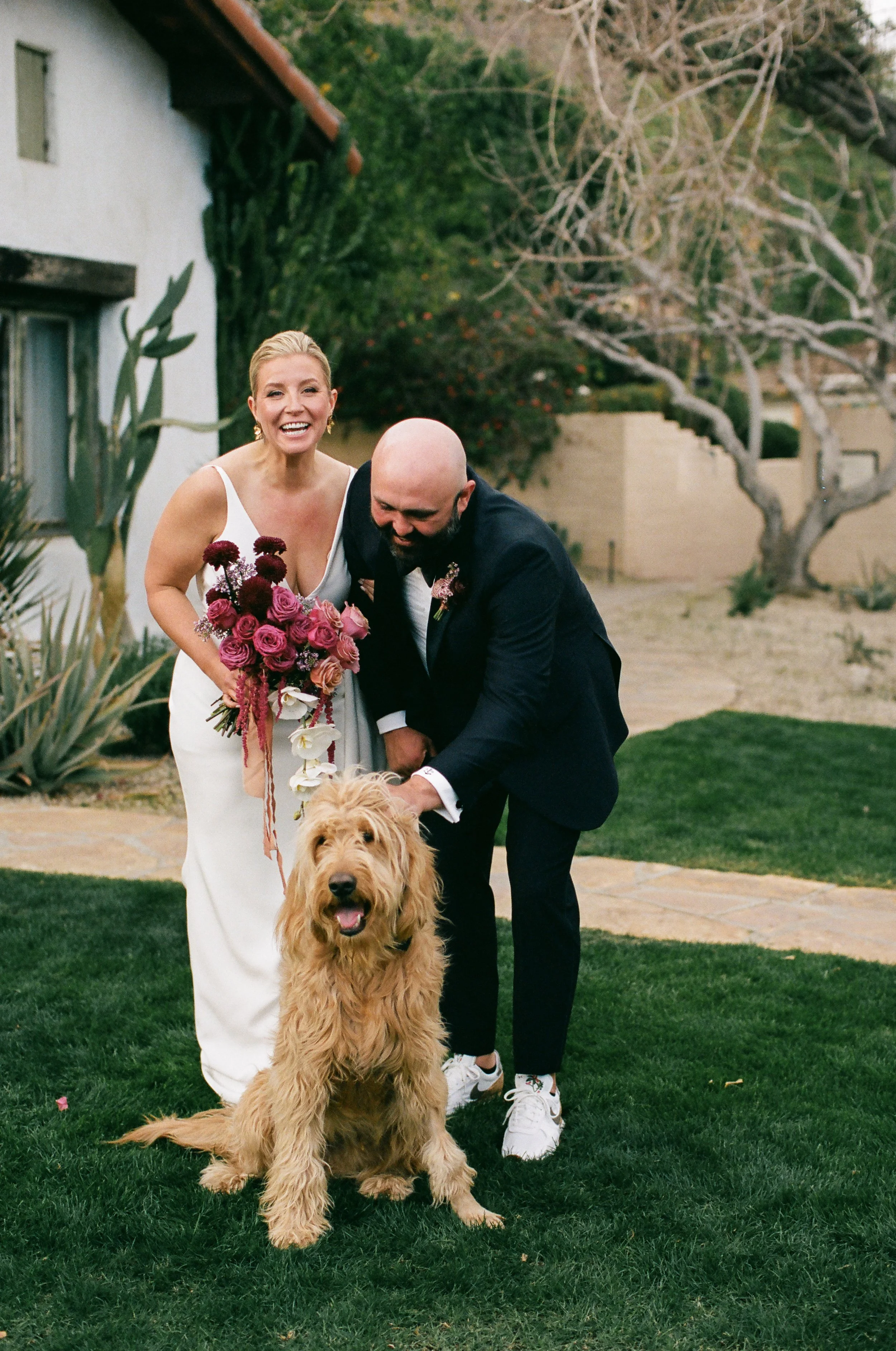 iconic palm springs wedding shot on film