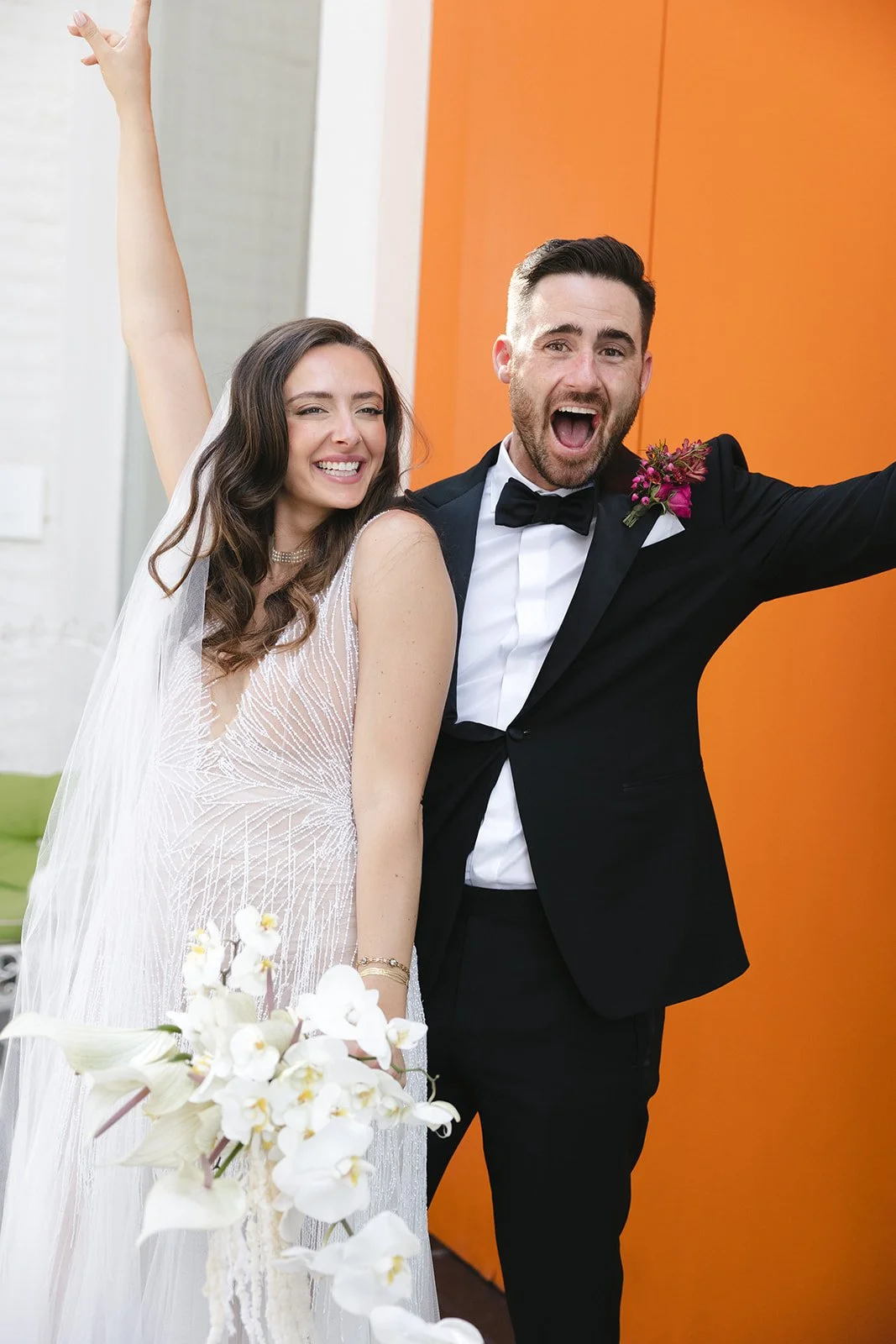 parker palm springs bride and groom before their intimate LA elopement