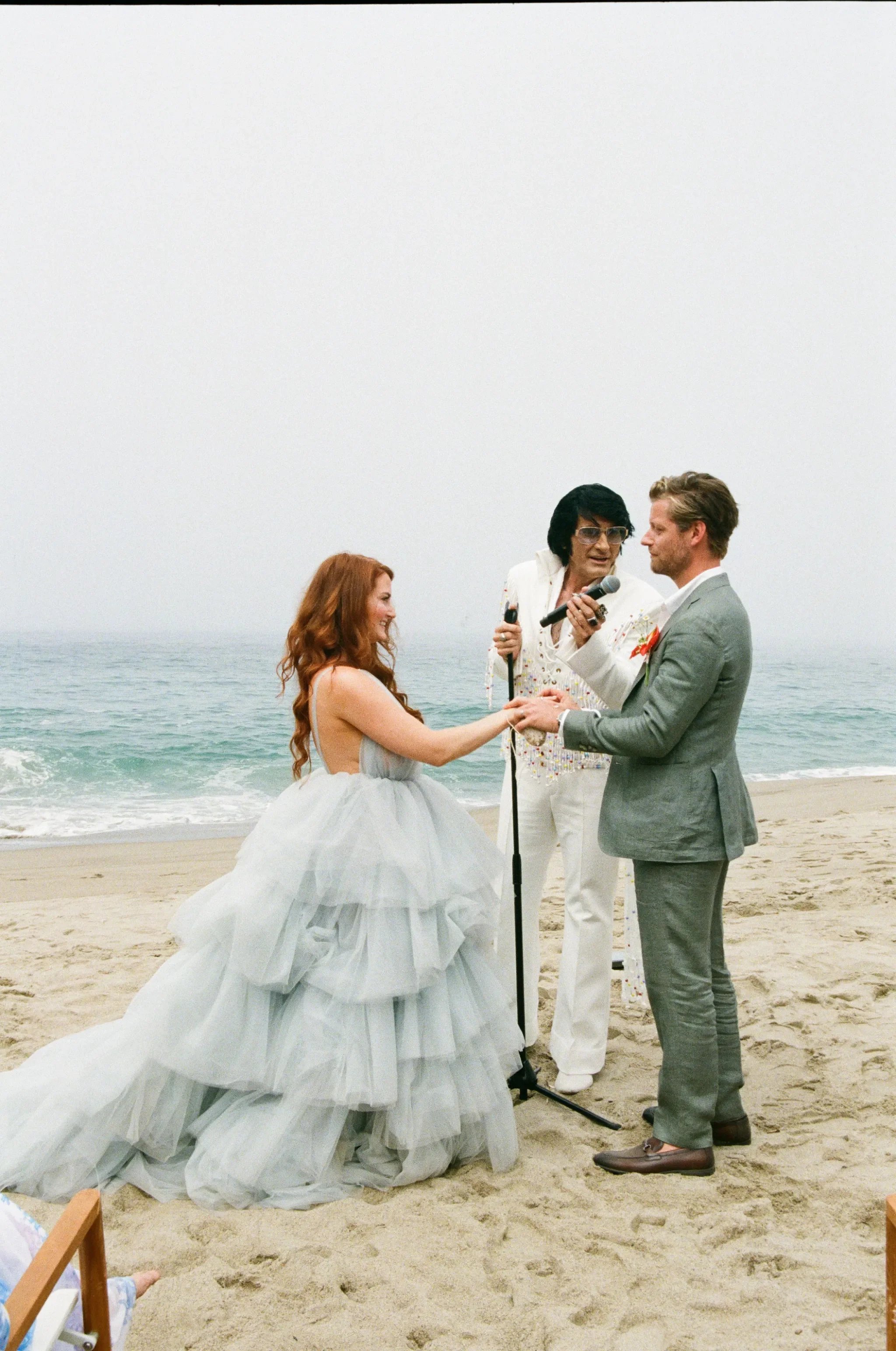 Malibu wedding on the beach with Elvis as the officiant