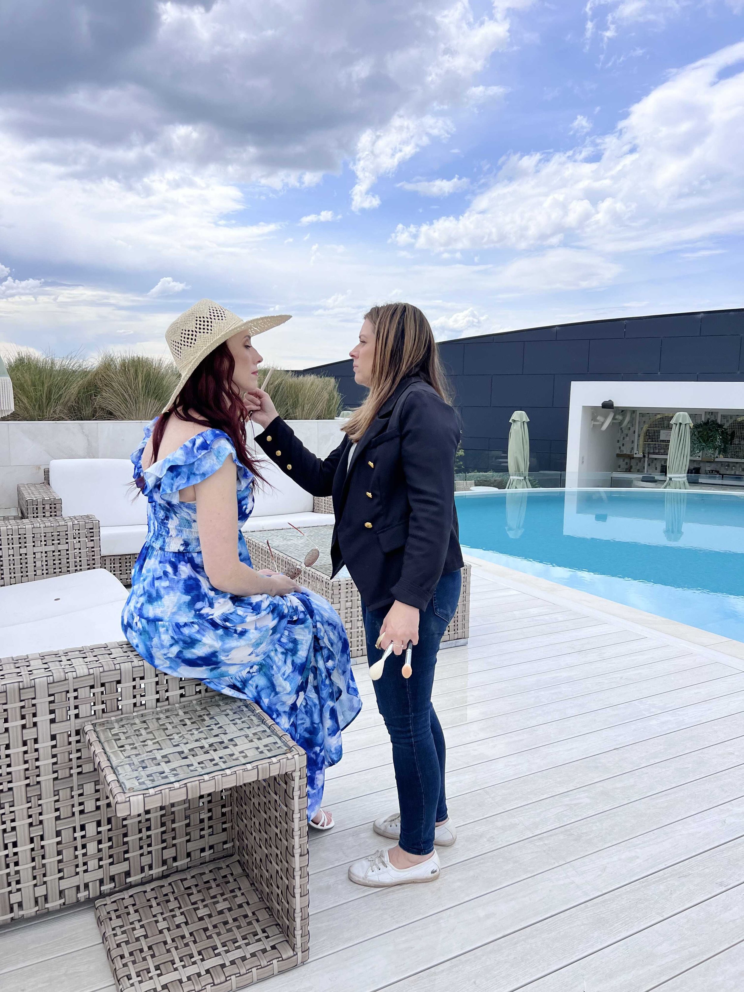 Makeup artist on set at a Penrith brand photoshoot