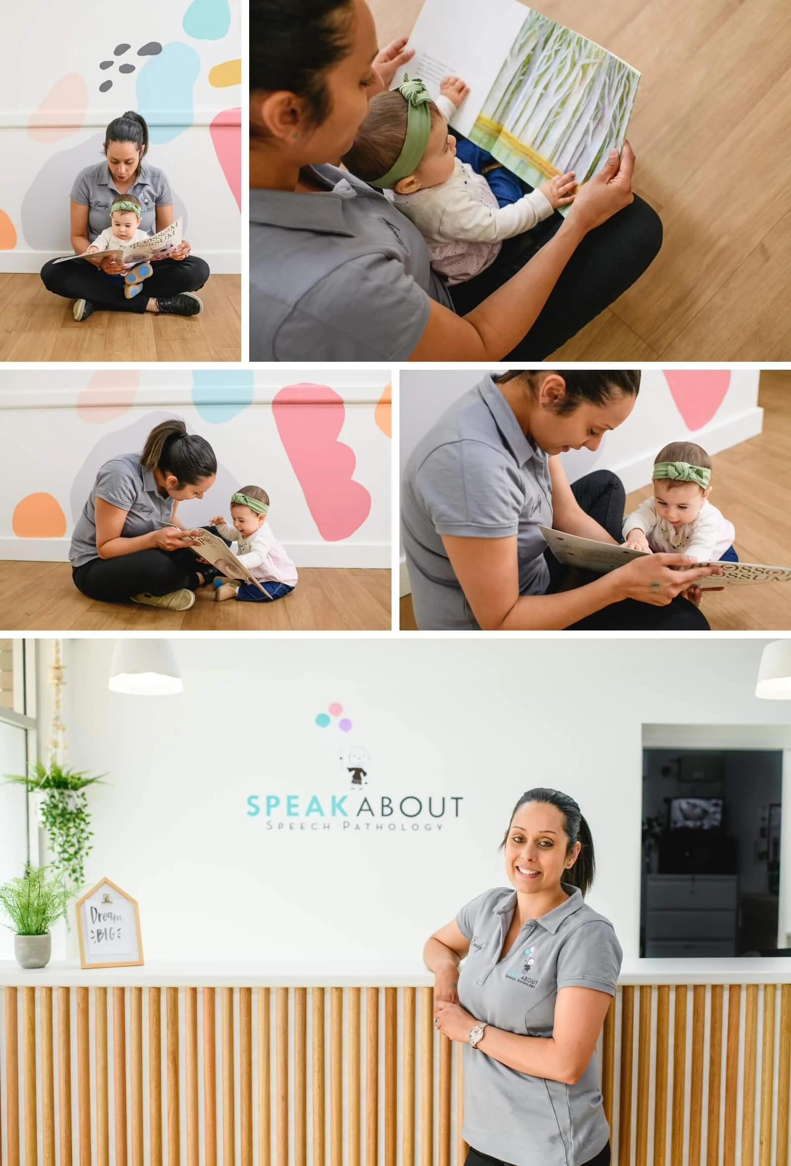 Speech Pathologist reading a book with a young girl