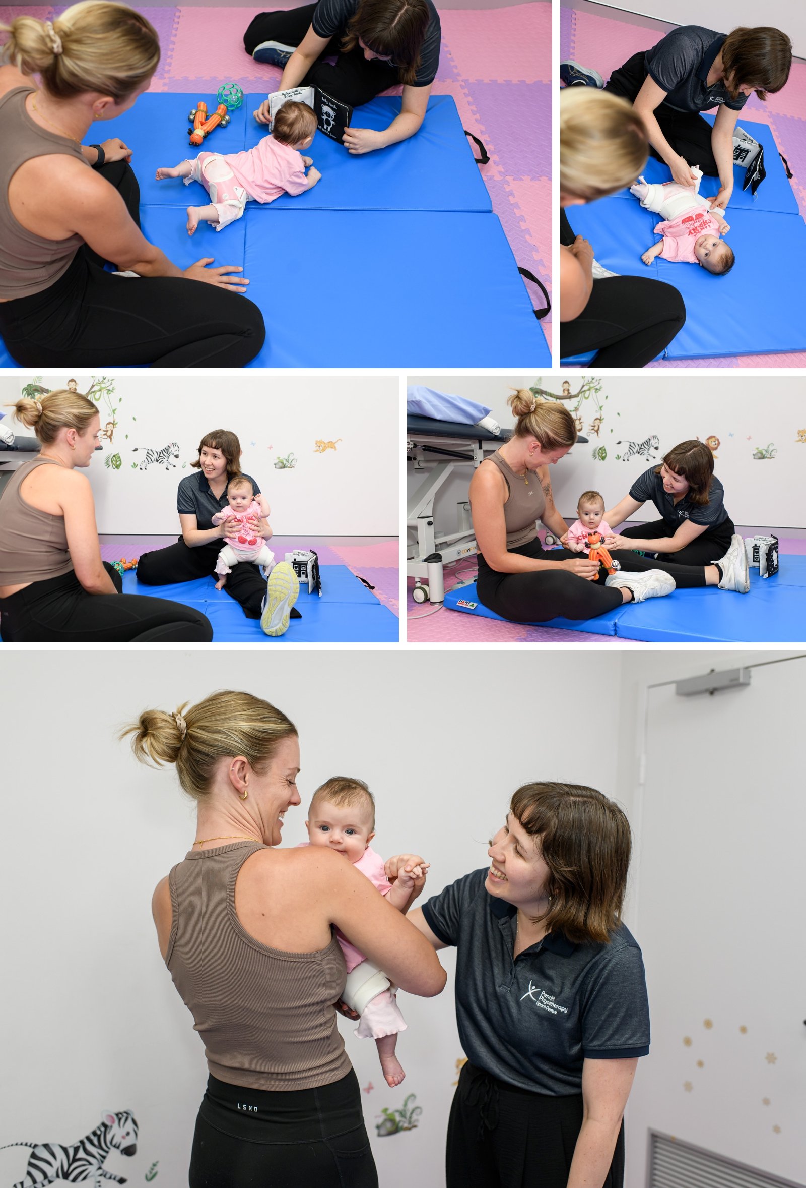Sydney healthcare physiotherapist treating young baby with hip dysplacia