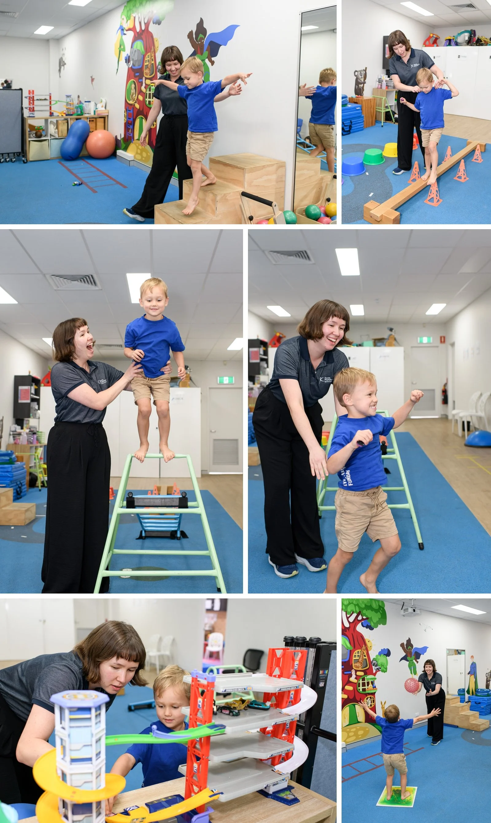 Sydney Physiotherapist playing games with young boy patient