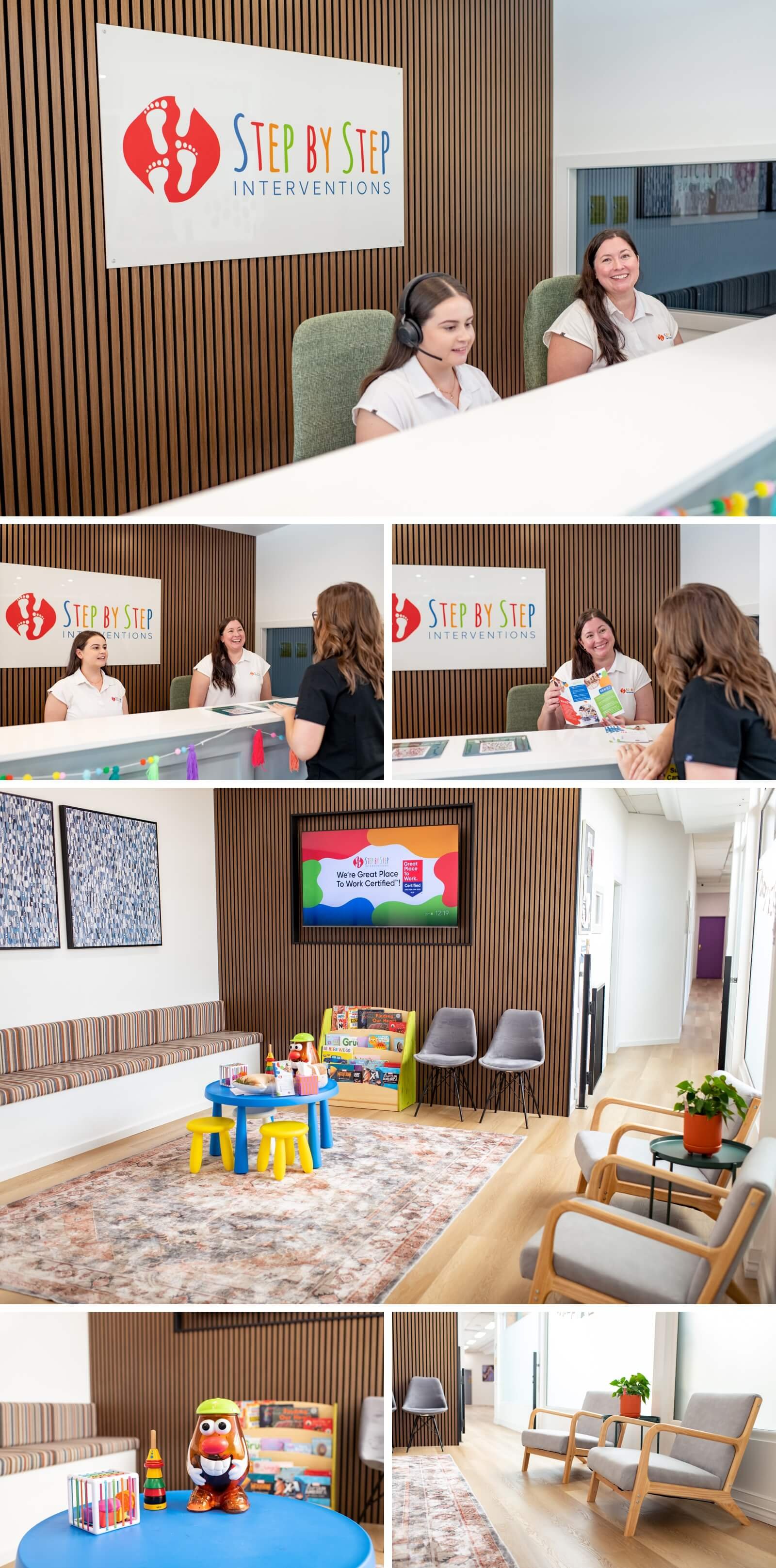 Brand Photos of reception staff and waiting room at a Sydney Allied Health Clinic in Hawkesbury NSW