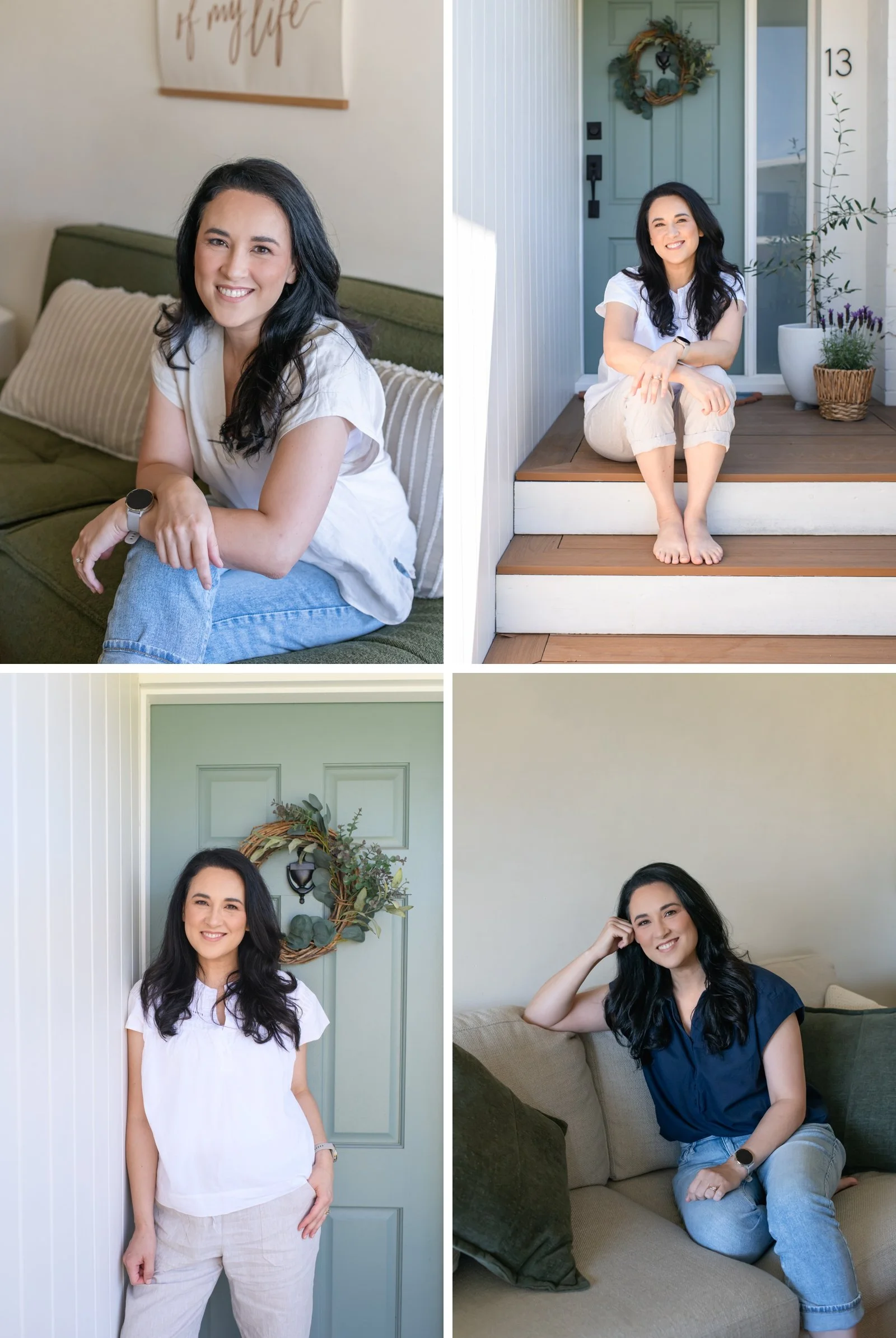 Natural headshots of a female author taken in her home in Sydney.