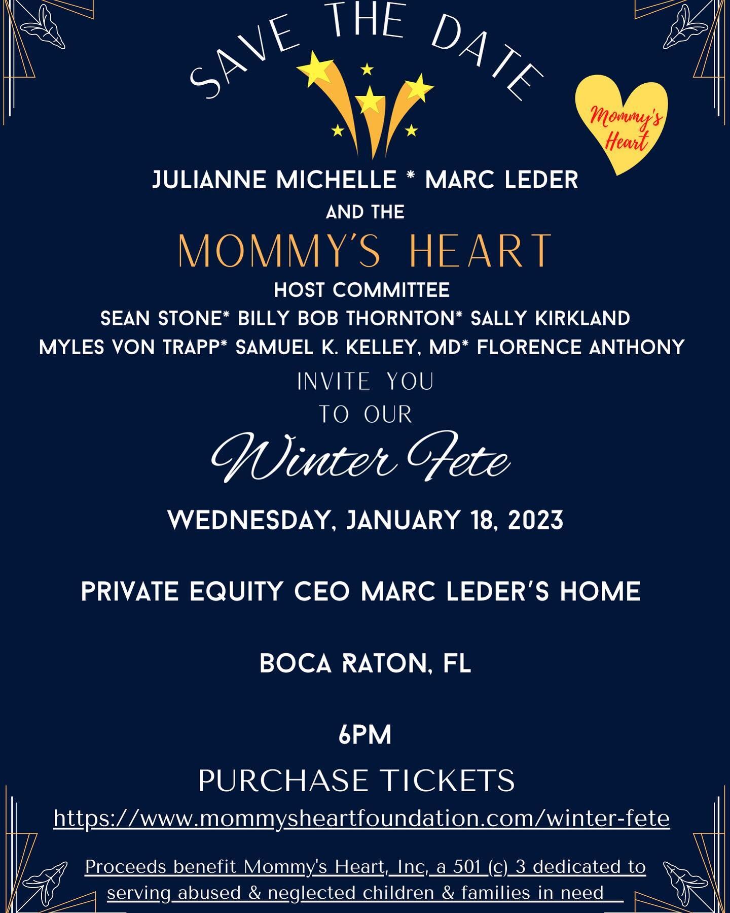 Join us to support a VERY important cause for abused and neglected children and families this January 18, 2023 in Boca Raton, FL!! 💕💕🙏❤️ It will be a special evening of cocktails, dinner, silent and live auction, DJ, and dancing, including live pe