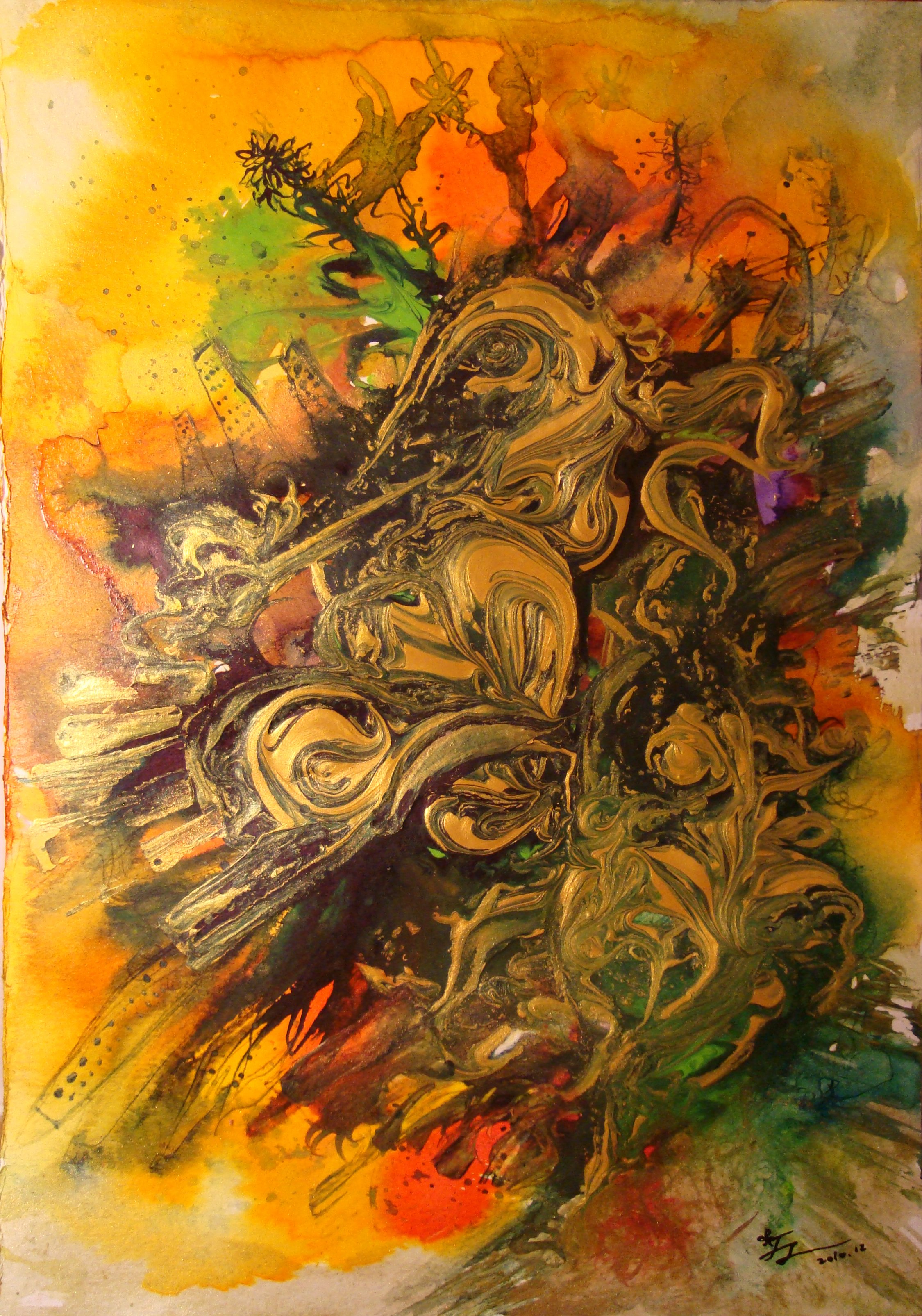 Burst, Acrylic on paper, 20.9×29.7cm, 2010