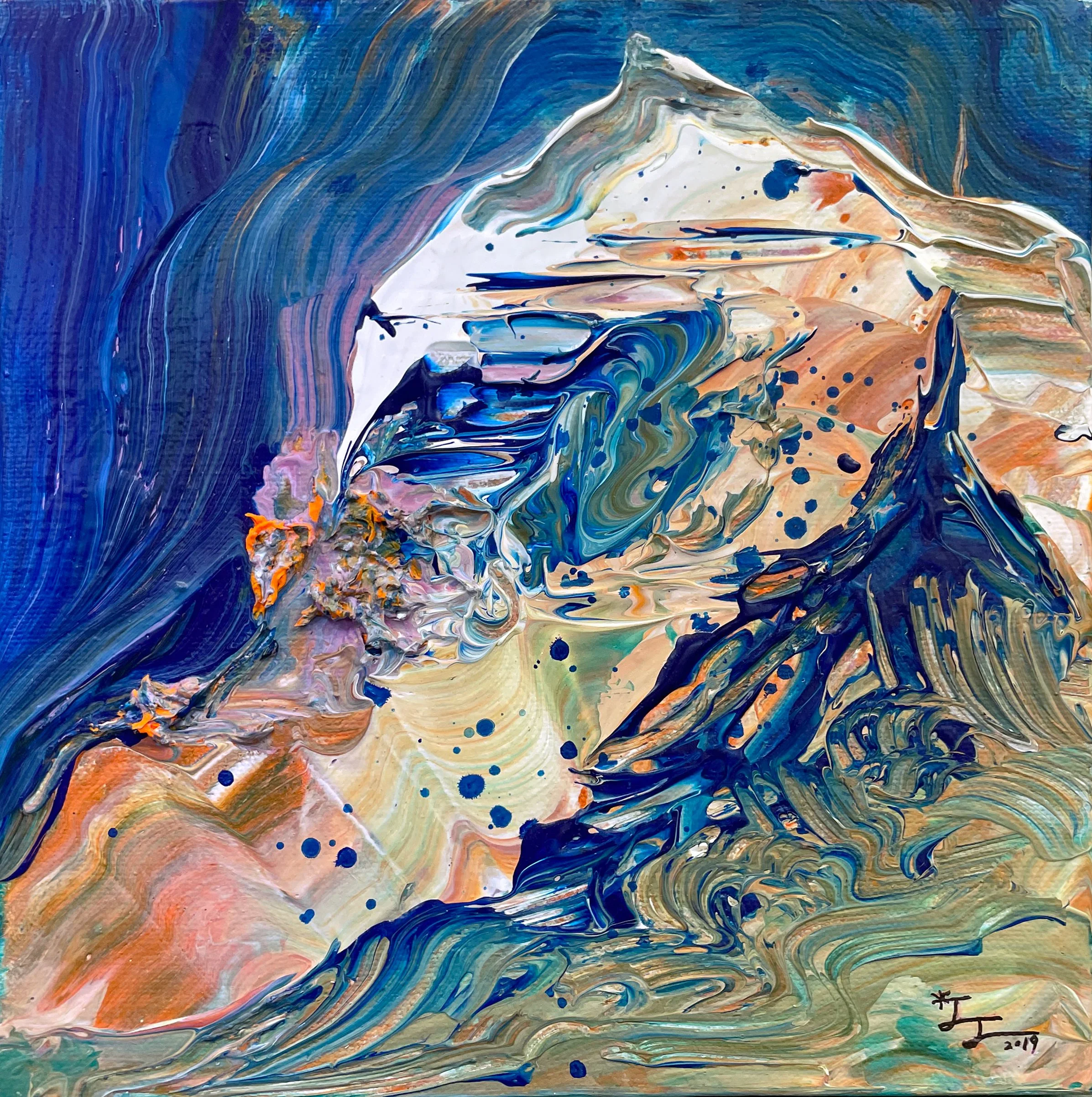 (Sold) The Mindscape - Mountain, Acrylic on canvas, 22×22cm, 2019