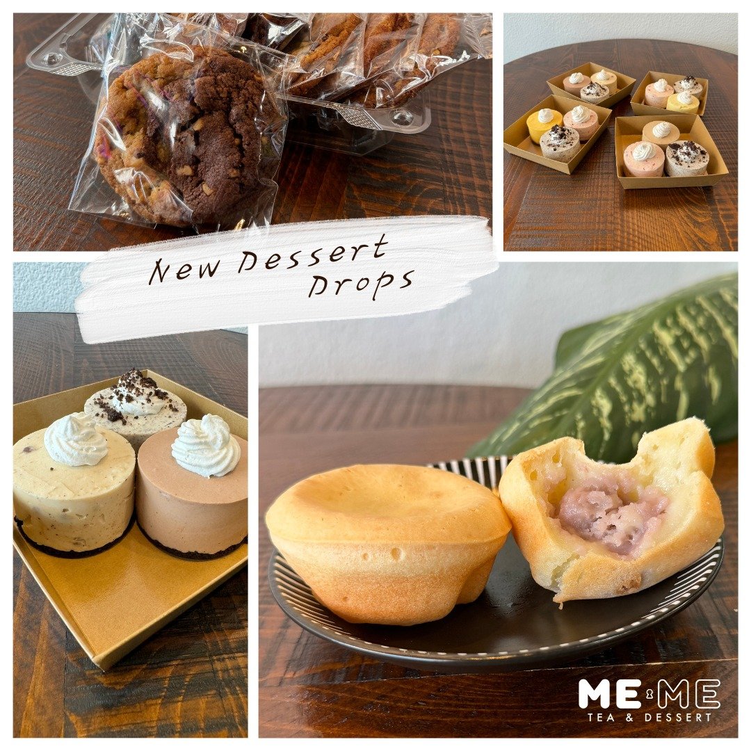 NEW dessert drops, now available!! In case you haven't seen them yet, check out the new desserts you can order! ALL of our desserts are homemade and made in-house! 

➡️𝗕𝗮𝗸𝗲𝗱 𝗖𝗼𝗰𝗼𝗻𝘂𝘁 𝗠𝗼𝗰𝗵𝗶 𝗖𝗮𝗸𝗲 (𝘄𝗶𝘁𝗵 𝗧𝗮𝗿𝗼 𝗙𝗶𝗹𝗹𝗶𝗻𝗴)
➡