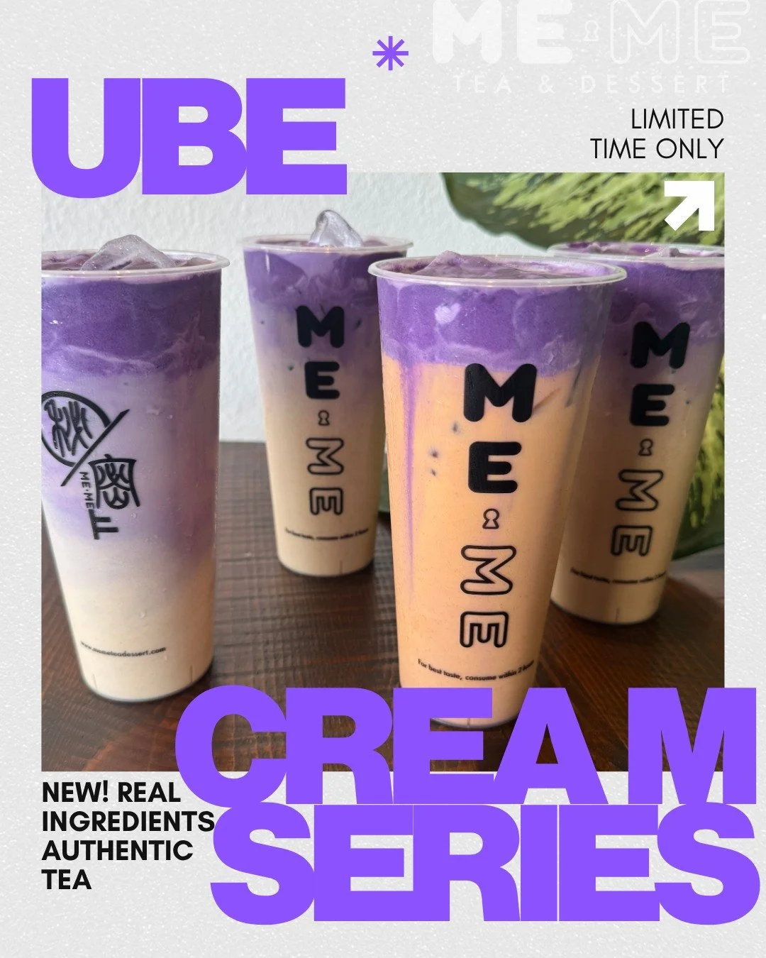 UBE CREAM SERIES💜  Using real ube ingredients paired with authentic tea, you are not going to want to miss this limited time only series! We know where we'll be seeing you this weekend😉

UBE CREAM SERIES
Thai Tea with Ube Cream
White Coffee Milk Te