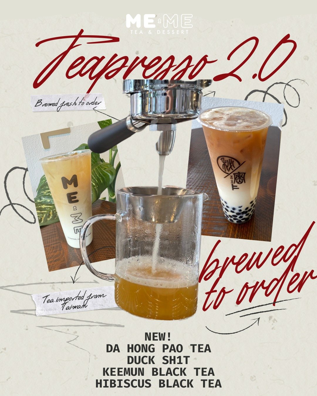 Have you tried the new teapresso 2.0 teas yet?👀 Da Hong Pao Tea, Duck Sh1t, Keemun Black tea, Hibiscus Black tea... and yes those are the names of the teas that are also popular in China!

Fun Fact: Duck Sh1t 鴨屎烏龍茶 actually refers to the distinctive