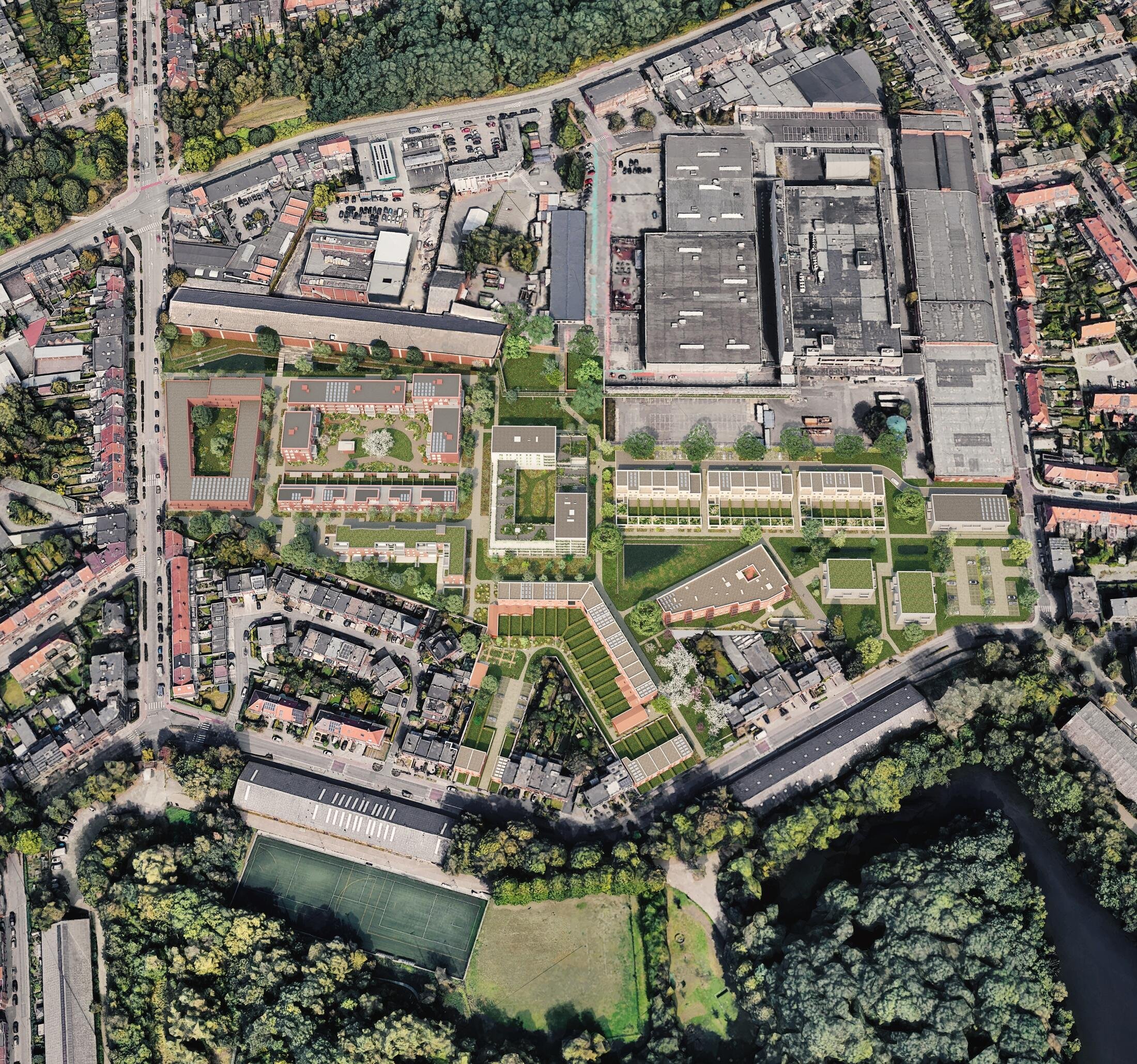 bird's eye view of the current development © Re-vive