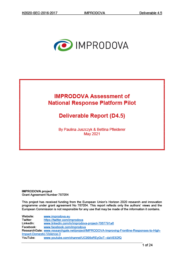 D4.5 – IMPRODOVA Assessment of National Response Platform Pilot