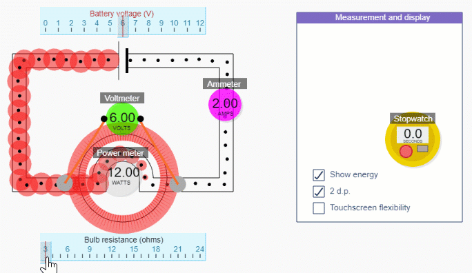 simple circuit simulation changing resistance