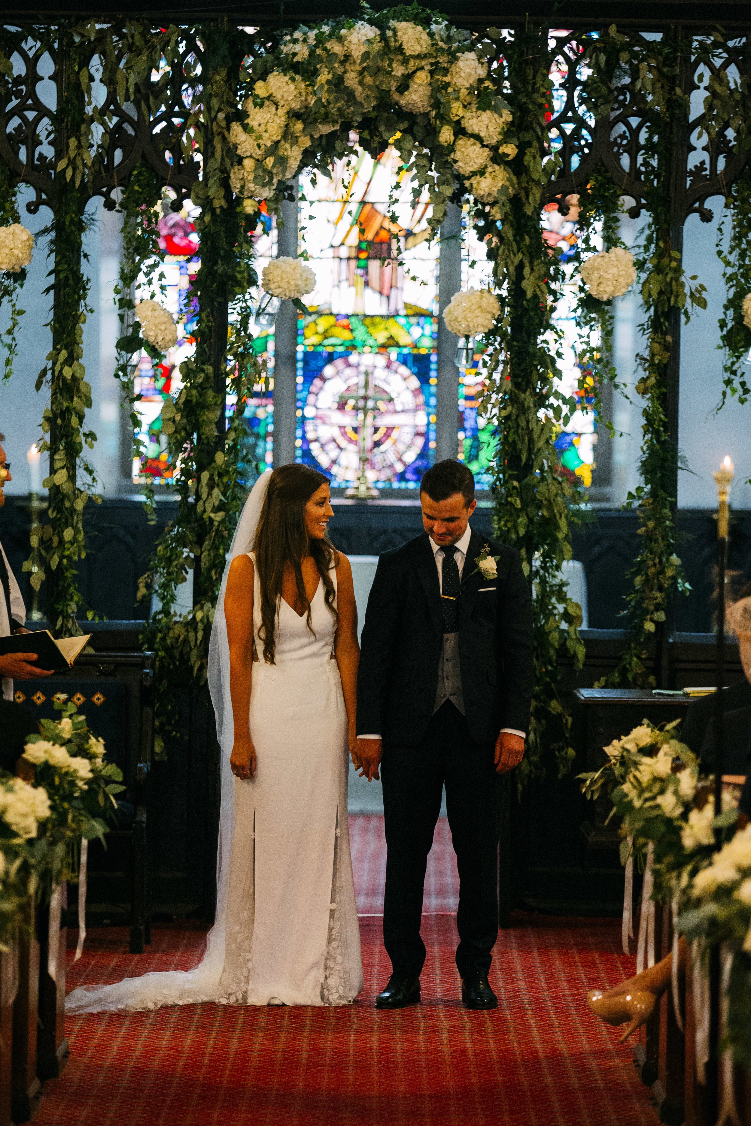 How important were flowers for your wedding day? Hugely. Probably one of the most important factors. I wanted to bring the church and our marquee to life with lots of contemporary foliage and beautiful white flowers. I wanted to create a wow moment