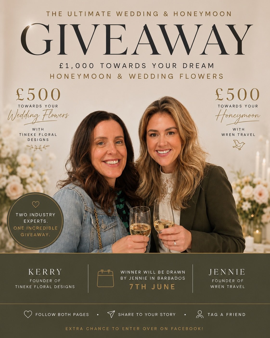 ✨ &pound;1,000 Luxury Wedding Giveaway ✨ 
Planning your dream wedding and honeymoon? This is your chance to make both even more unforgettable. 
Wren Travel and award-winning wedding florist Tineke Floral Designs are joining forces to offer one very s